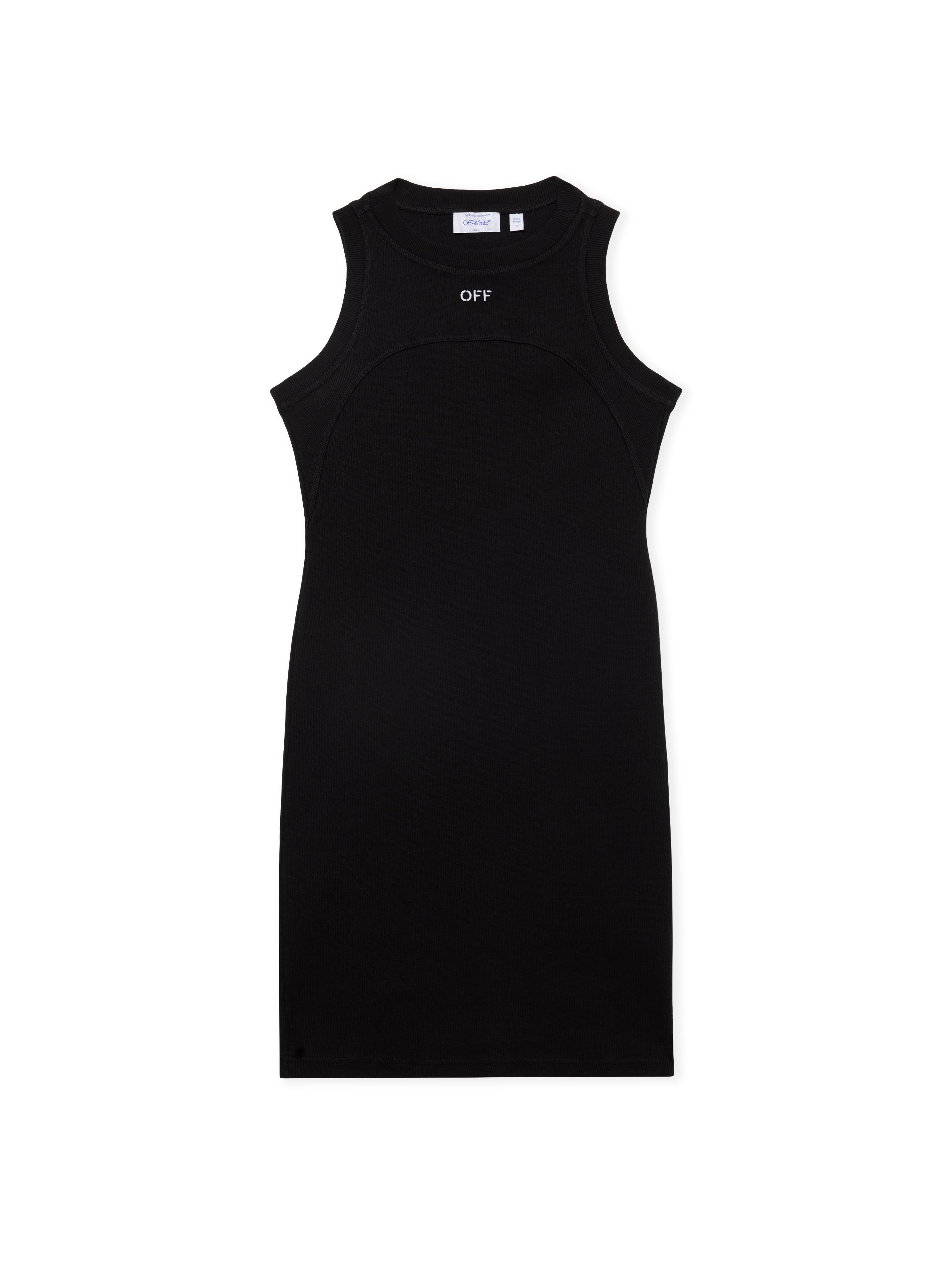 Off White Donna Black-White Abito Mini Girocollo A Coste Off Stamp - Abiti 44