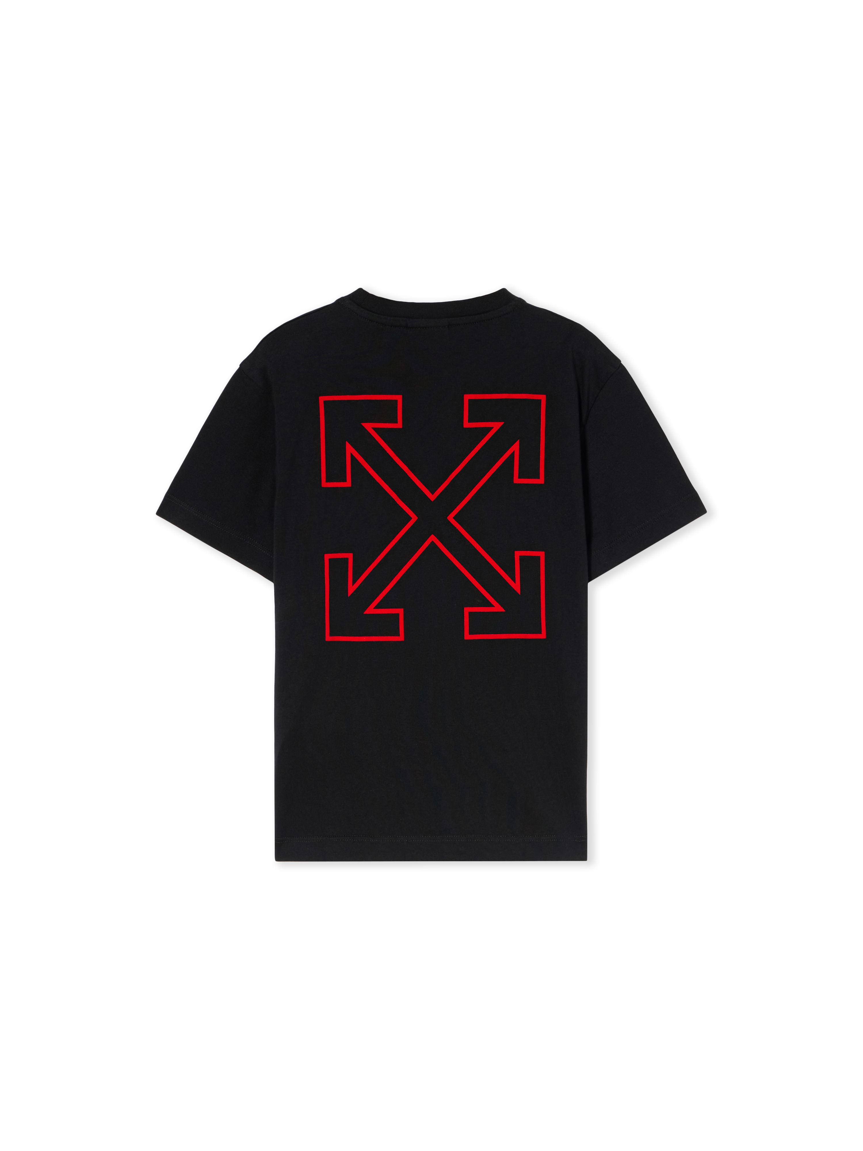Off-white Arrow Outline Flock Logo T-shirt In Black