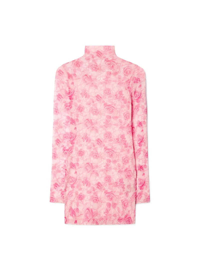 Off-white Roses Mesh Short Dress