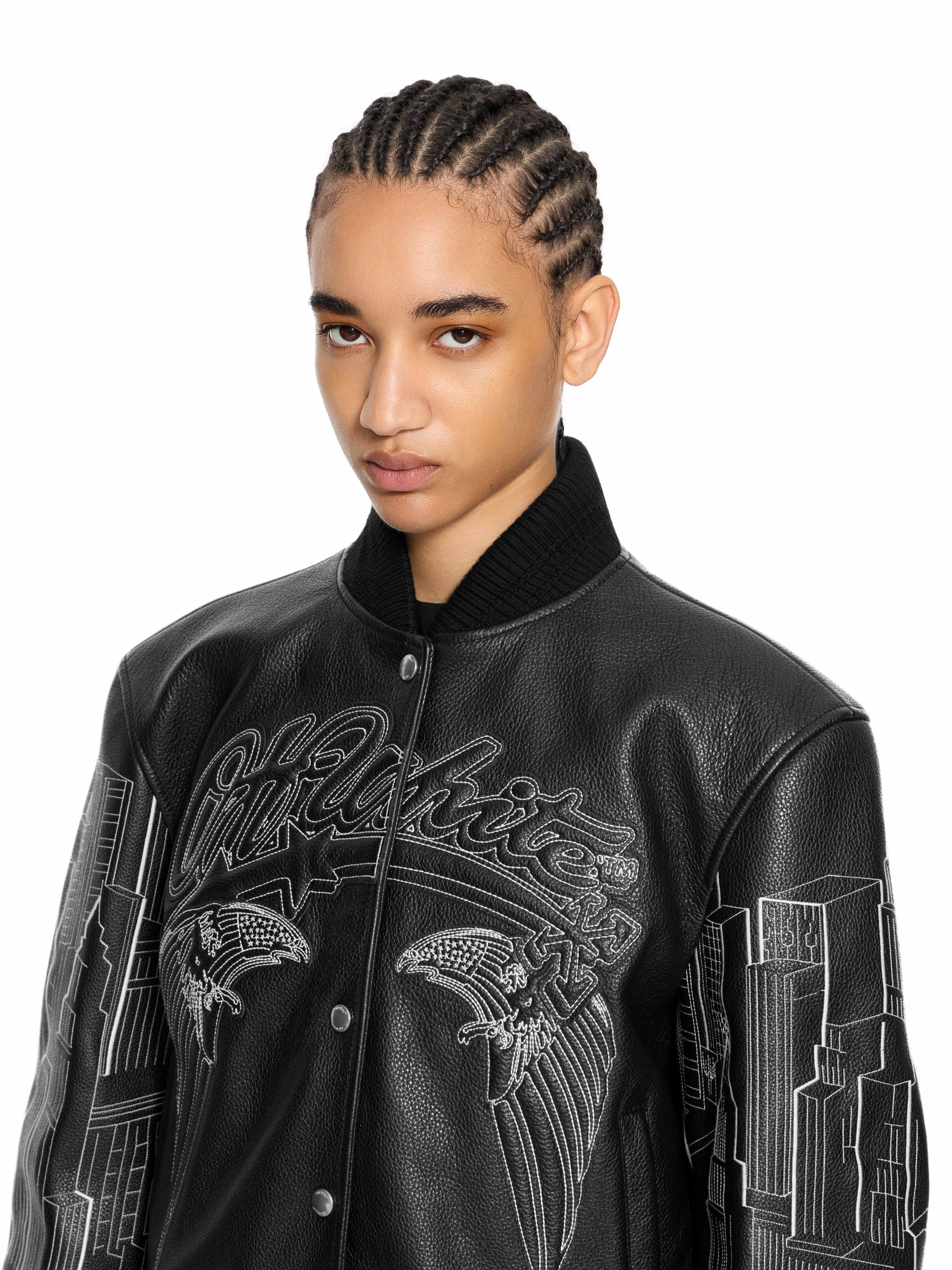 Off-white Eagle Skyline Varsity Jacket In Black