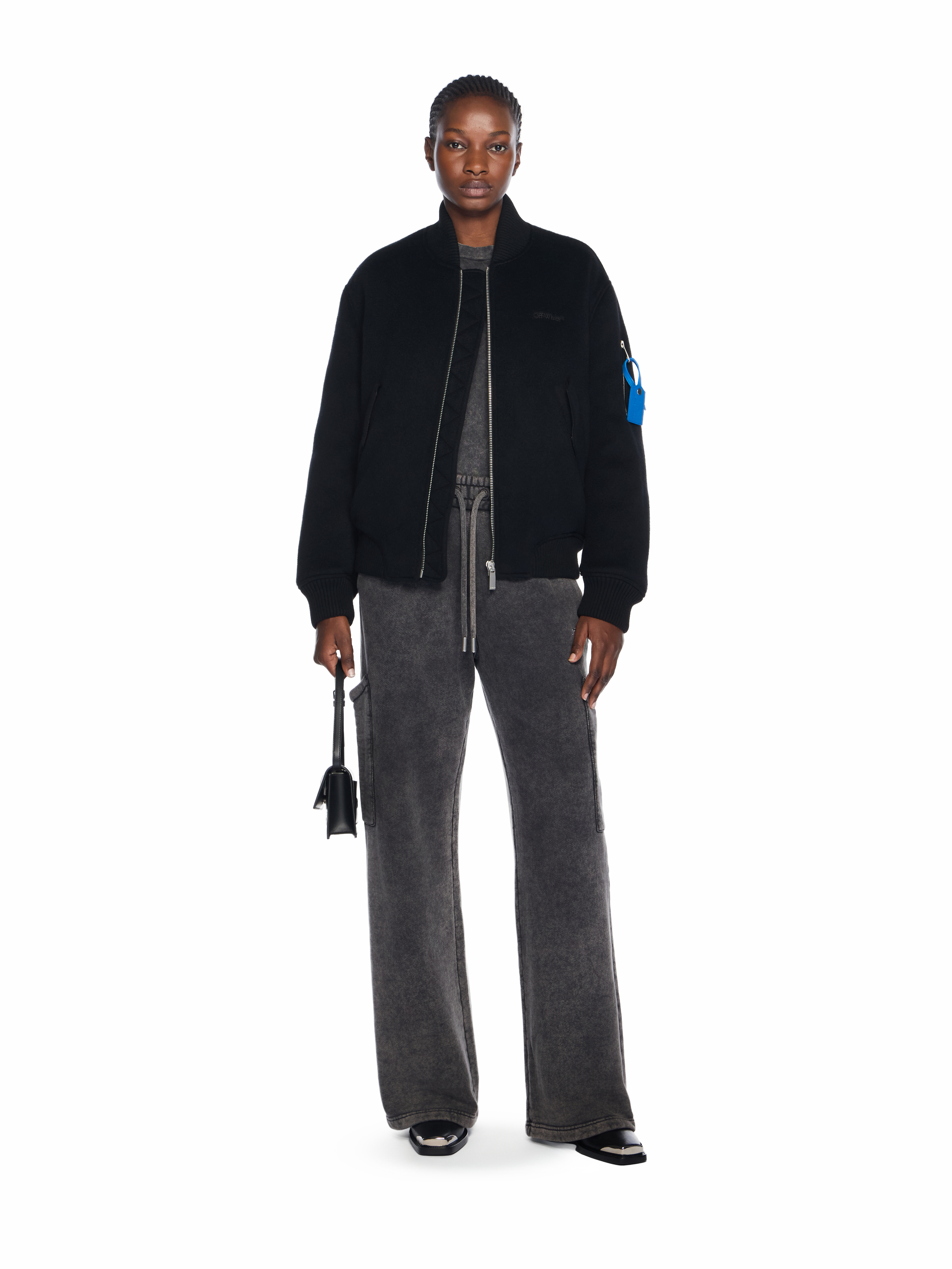  Off White Quote Bomber Jacket - Female  Black - Dark Grey S 