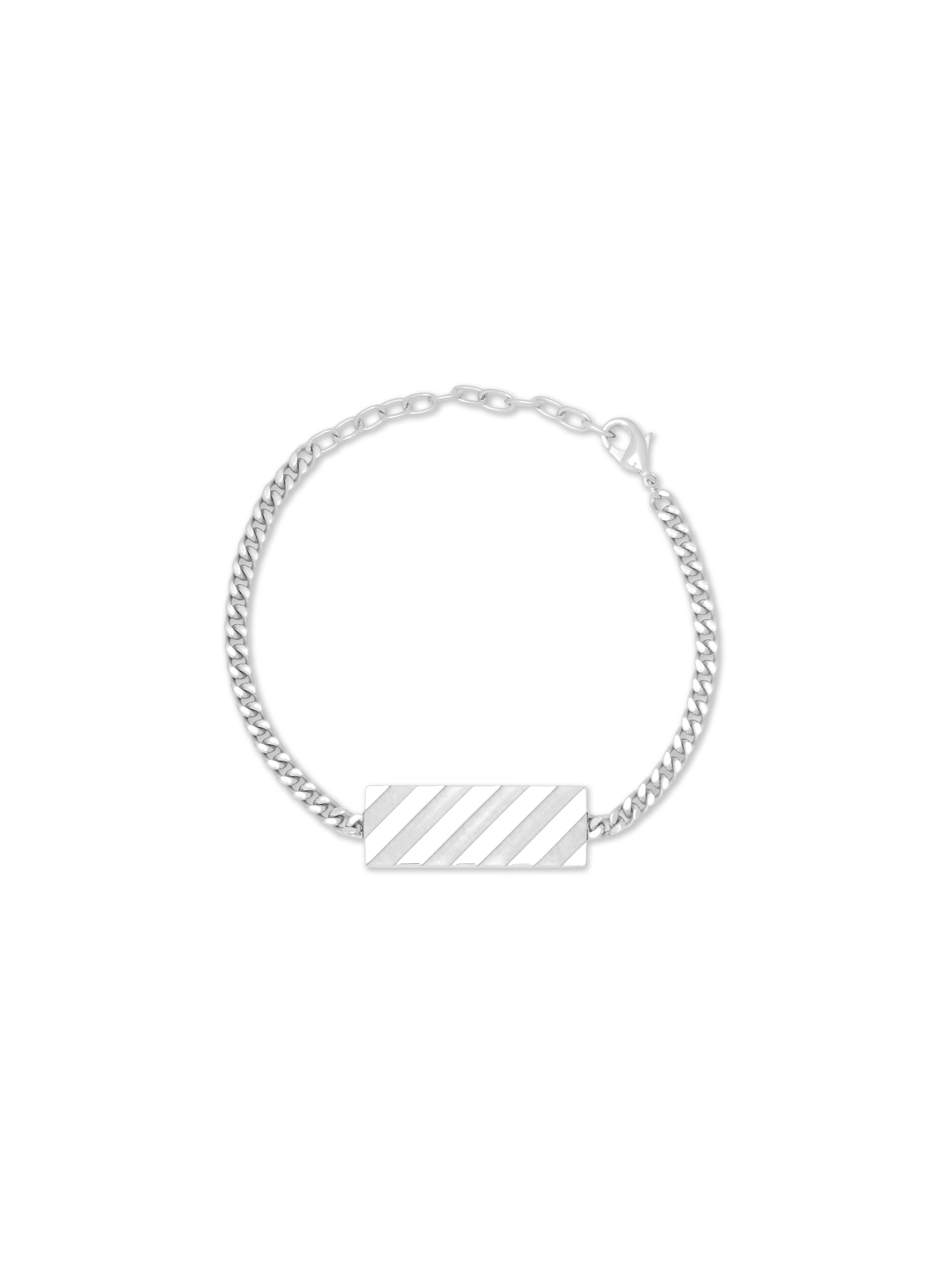 Off-white Diagonal Engraved Bracelet In Silver