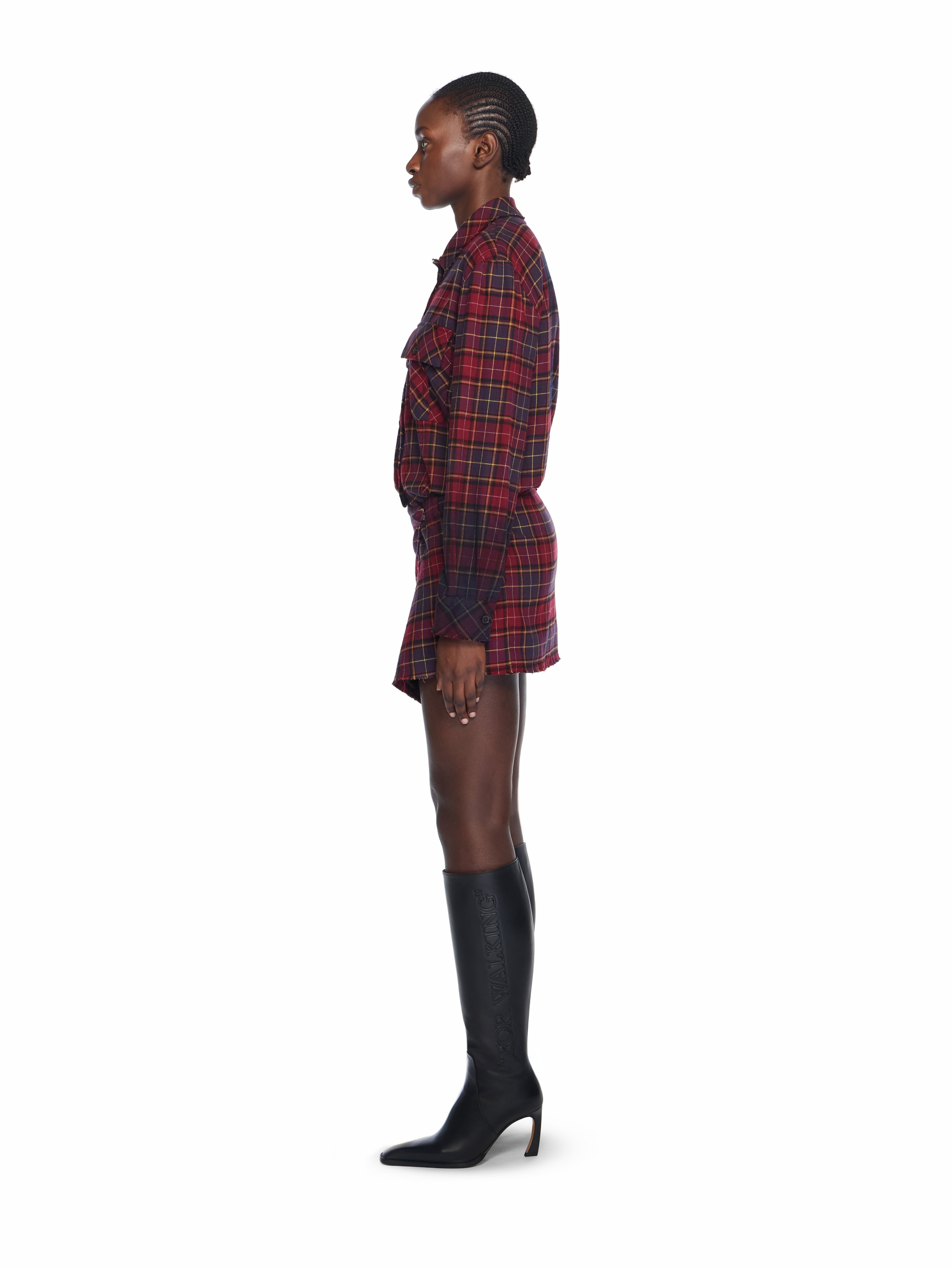  Off White Check Flannel Arrow Dress - Female  Bordeaux/purple-blue Iris 40 