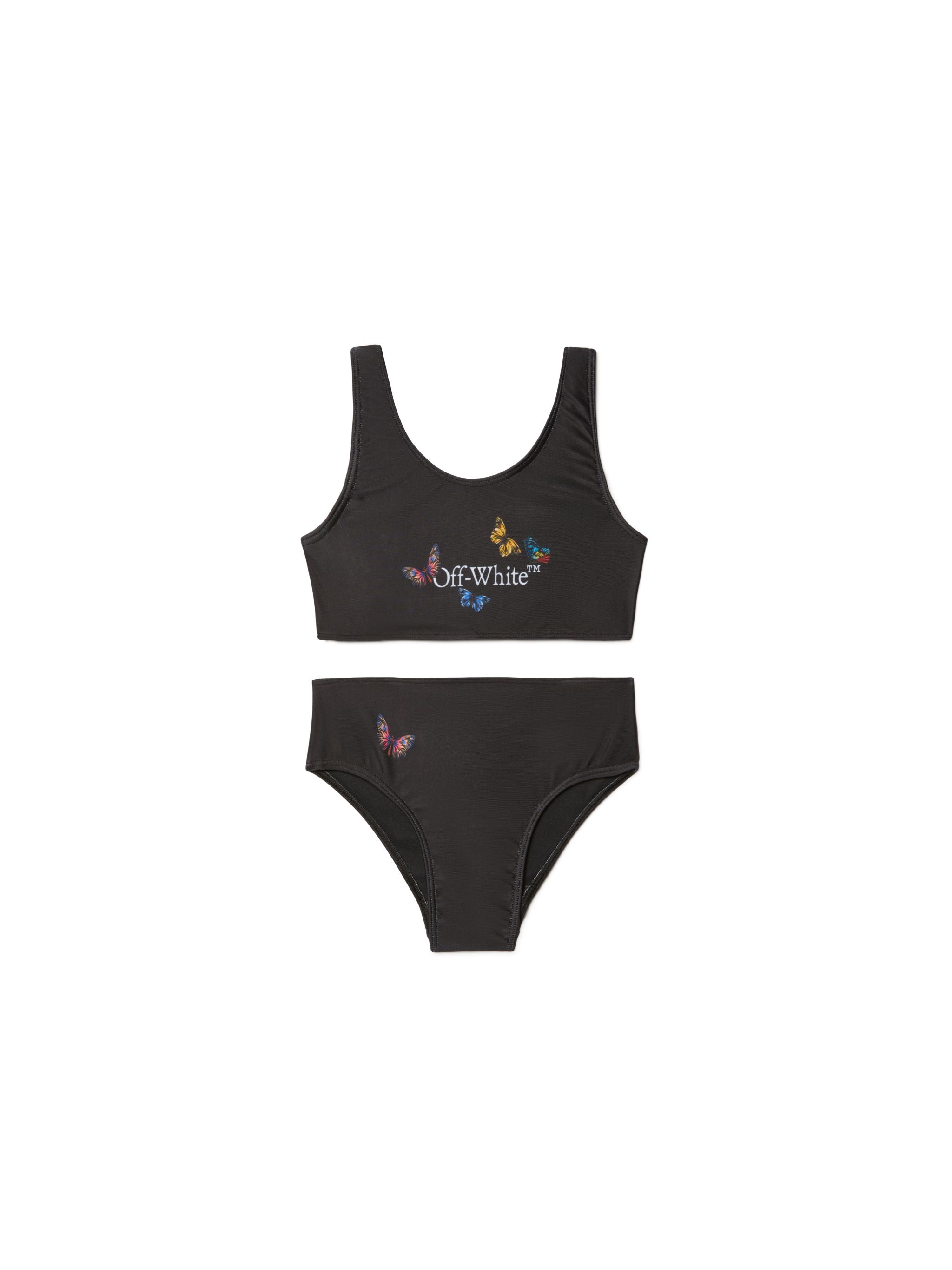 Off-white Kids Black Butterfly Bookish Bikini In Black
