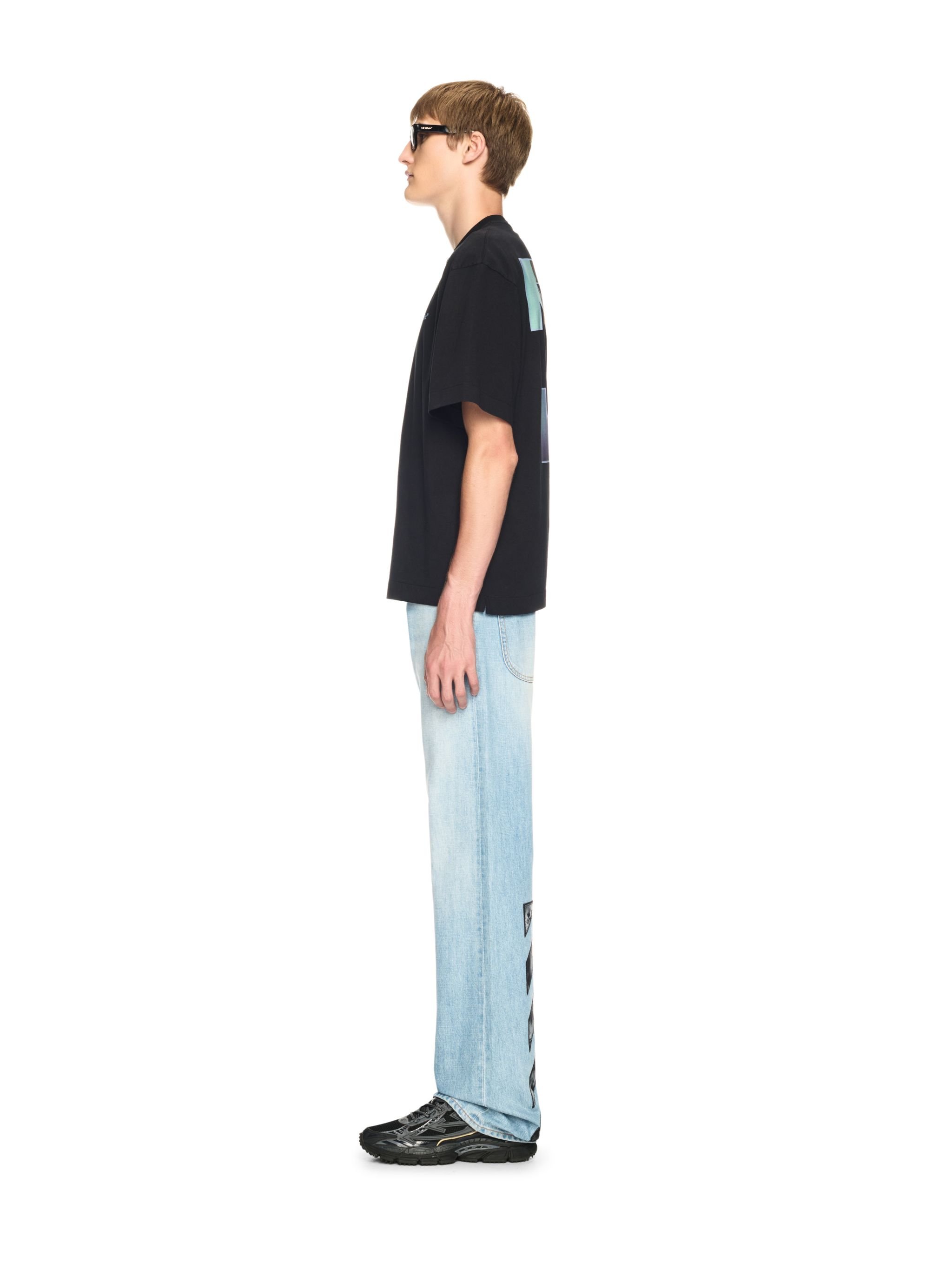 Off-white Graphic Print Short Sleeve Crew Neck T-shirt In Black