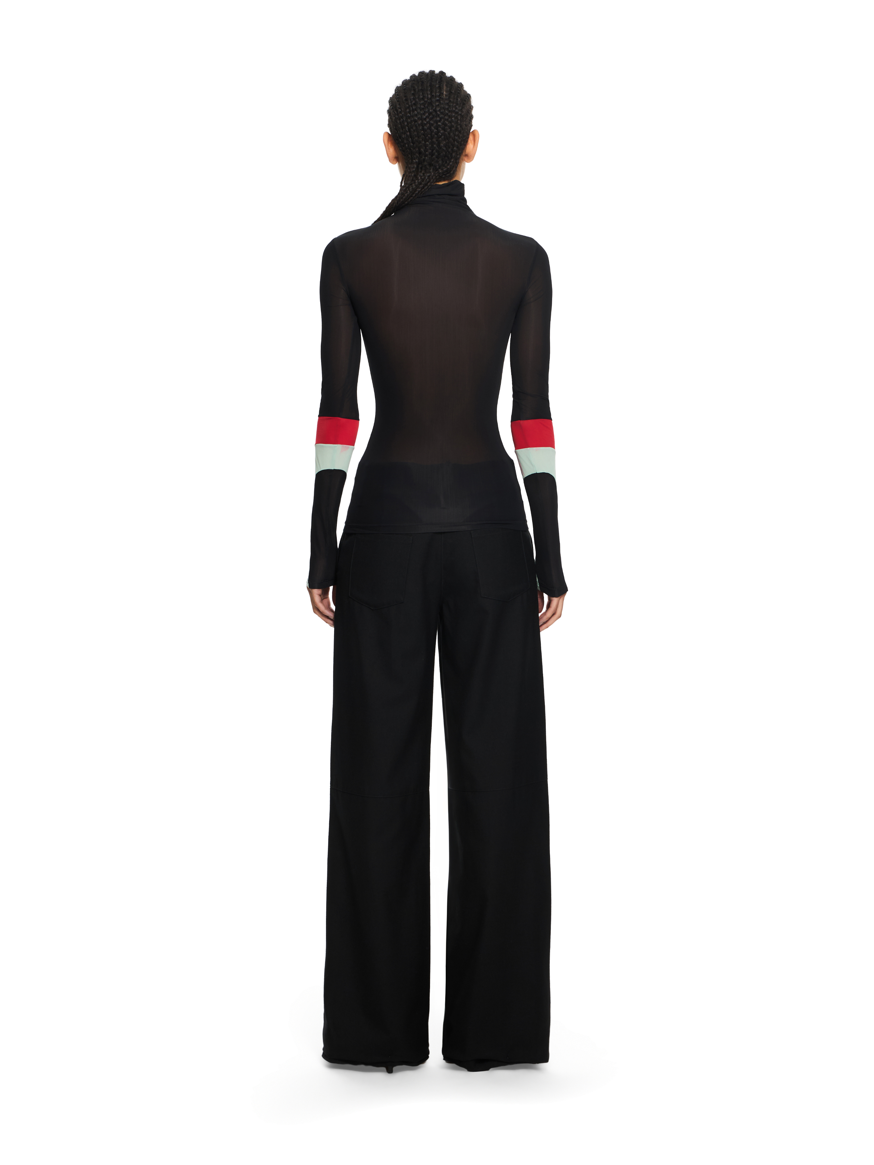 Off-white Black Turtleneck T-shirt With Red And Light Blue Details Off White In Multi