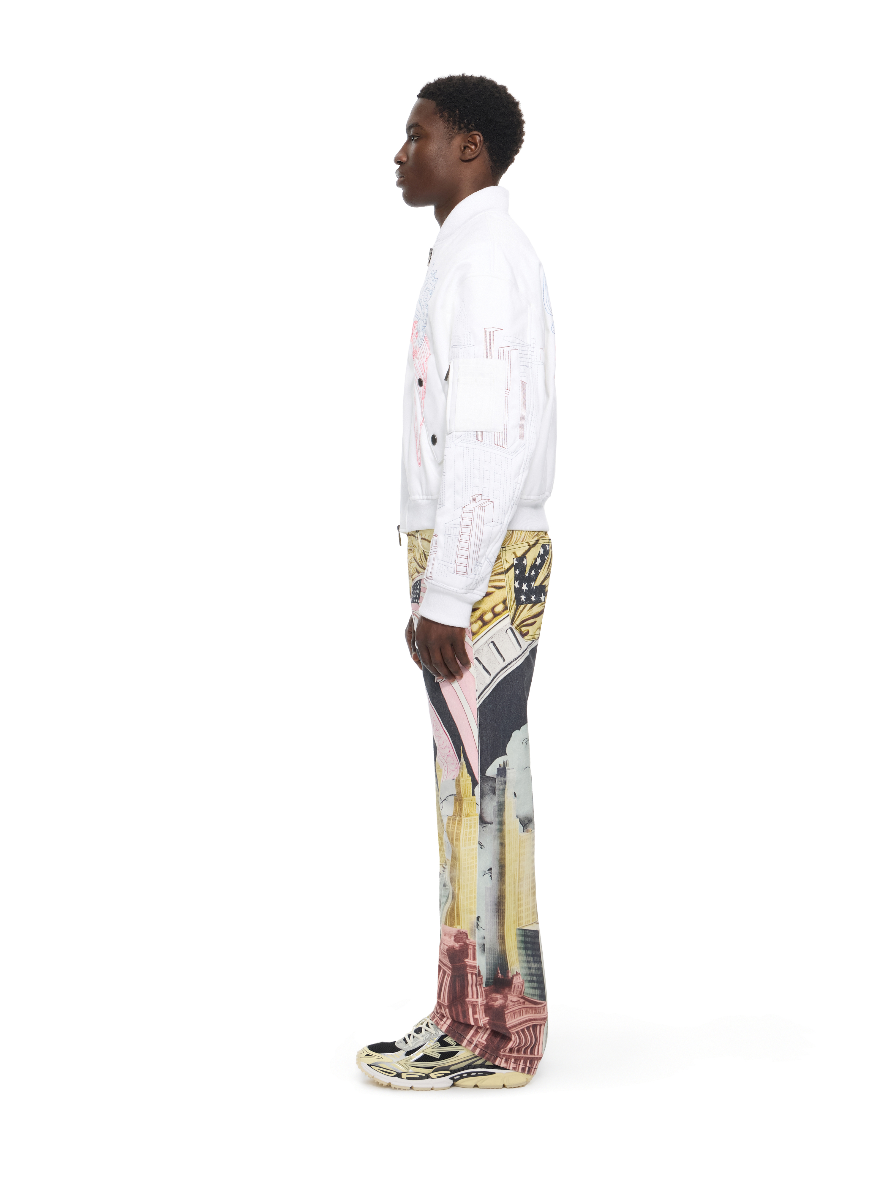 Off-white Skyline Cropped Bomber In White