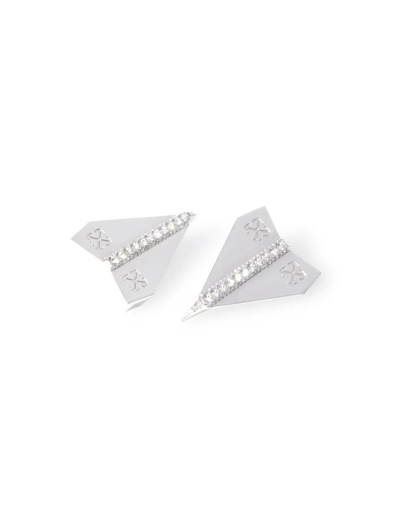 Off-white Silver Paper Plane Earrings