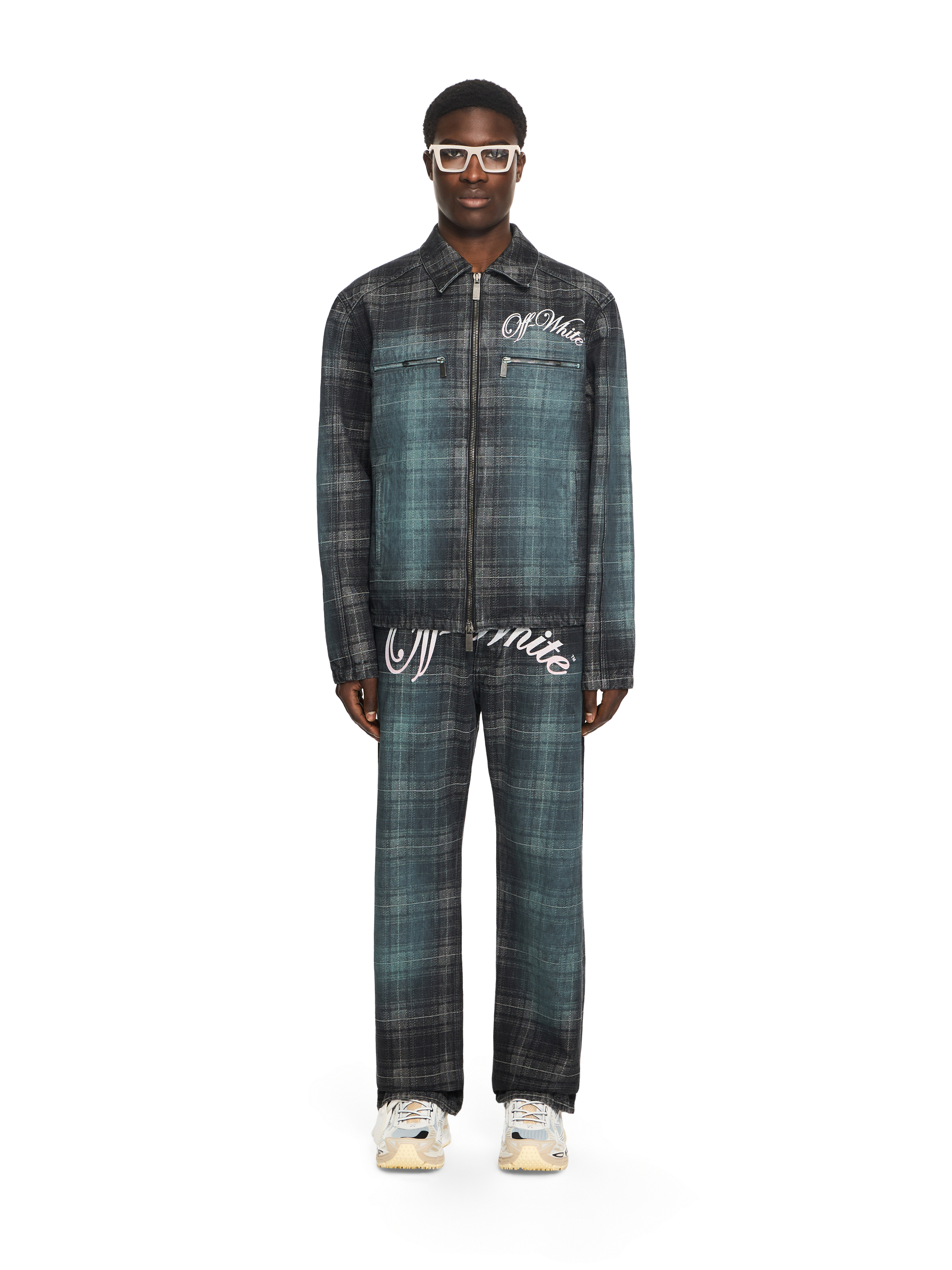 Off-White Check Jacquard Skate Coach Denim Jacket