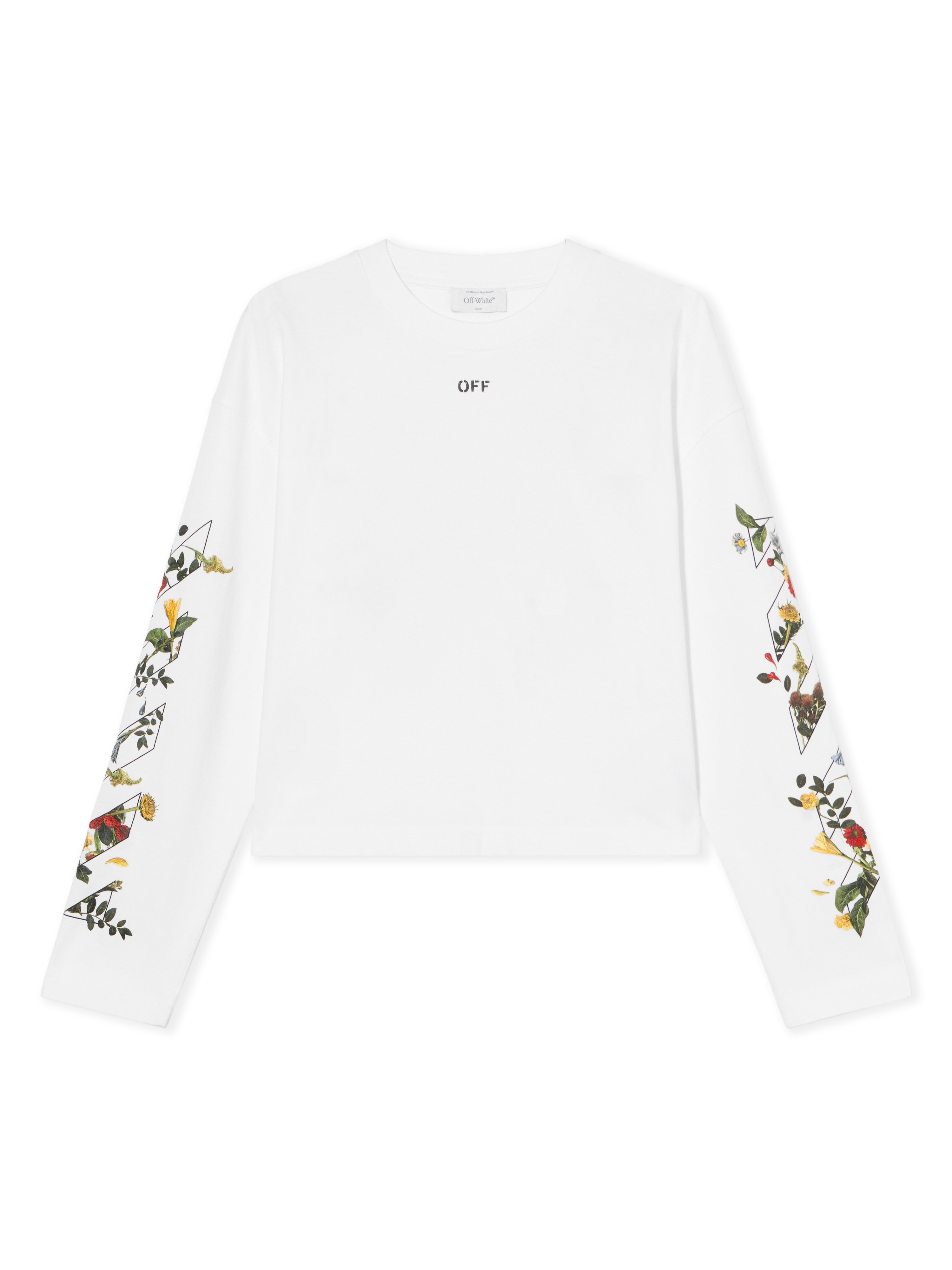 Off-white Arrow Flower Cropped Crew Neck Logo Sweatshirt In White
