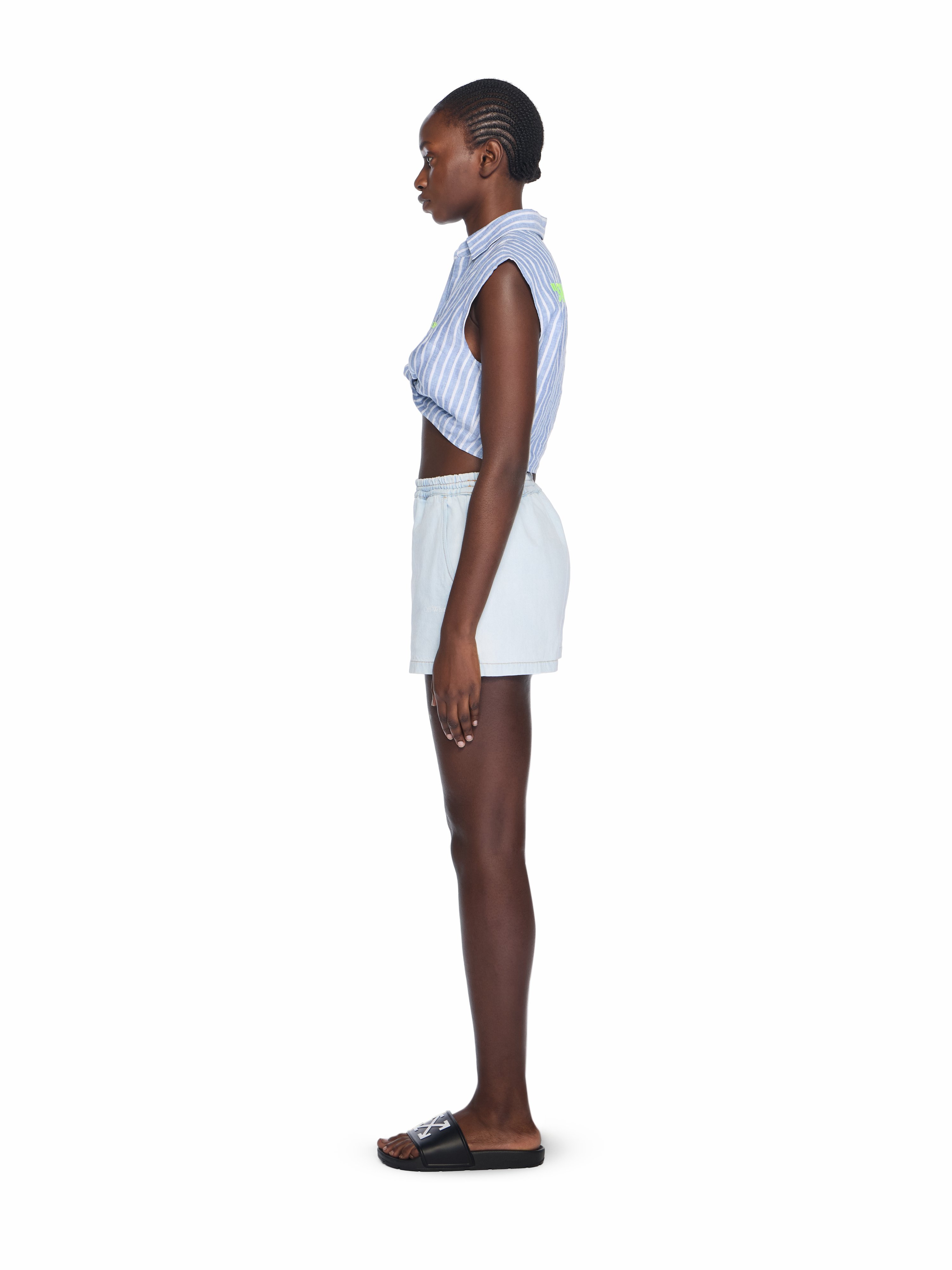  Off White Striped Sleeveless Shirt - Female  Light Blue - White 40 