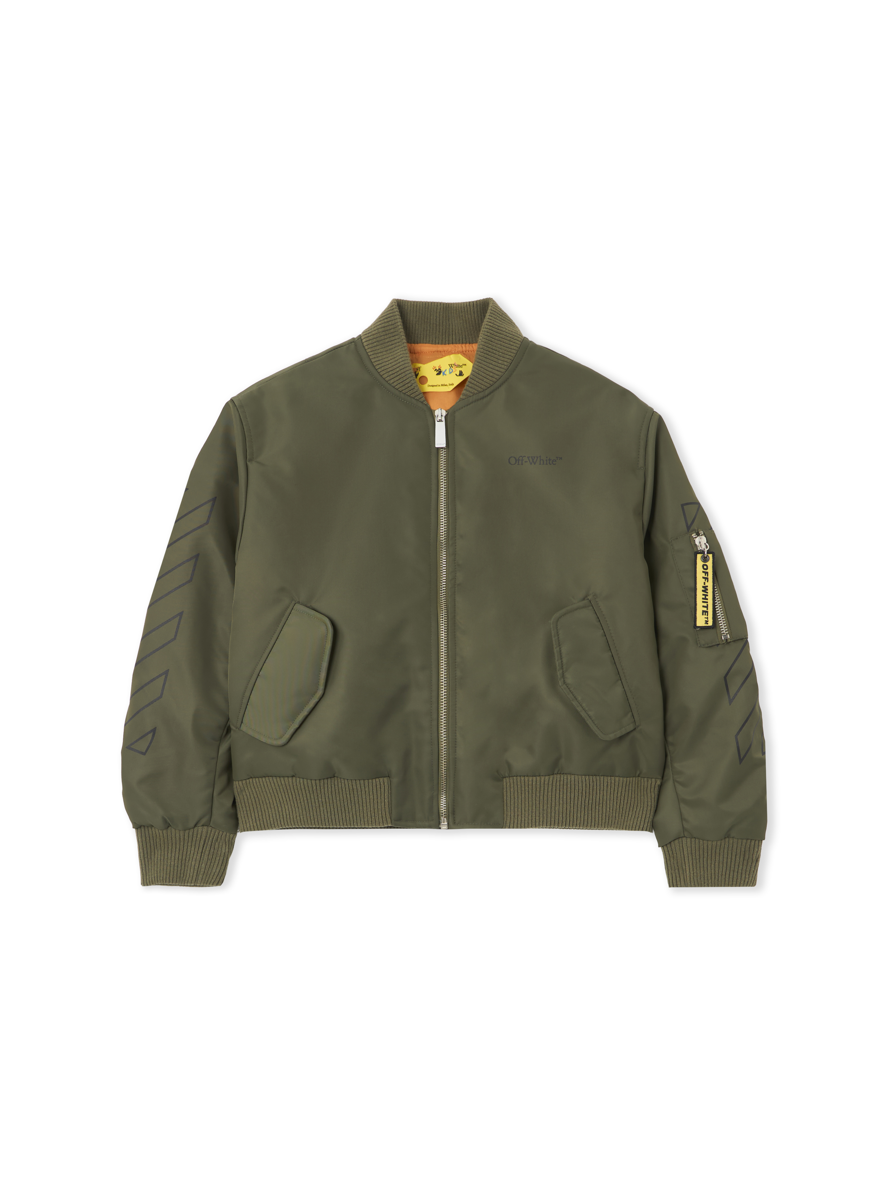  Off White Bookish Diagonal Bomber Jacket - Kids Jungen Kleidung Martini Olive 12 