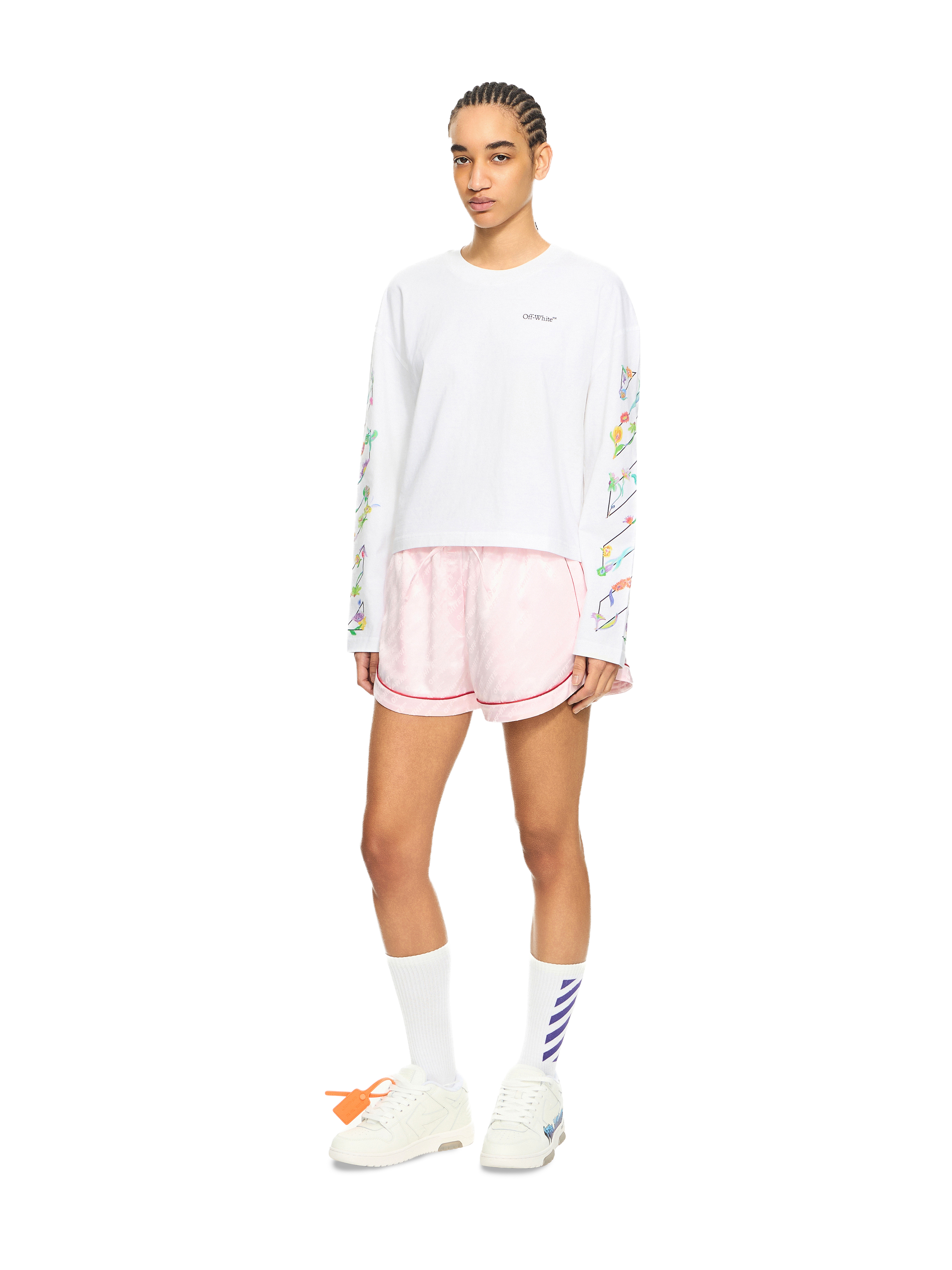 Off-white Diag Glowing Flower Long Sleeve T-shirts In Multi