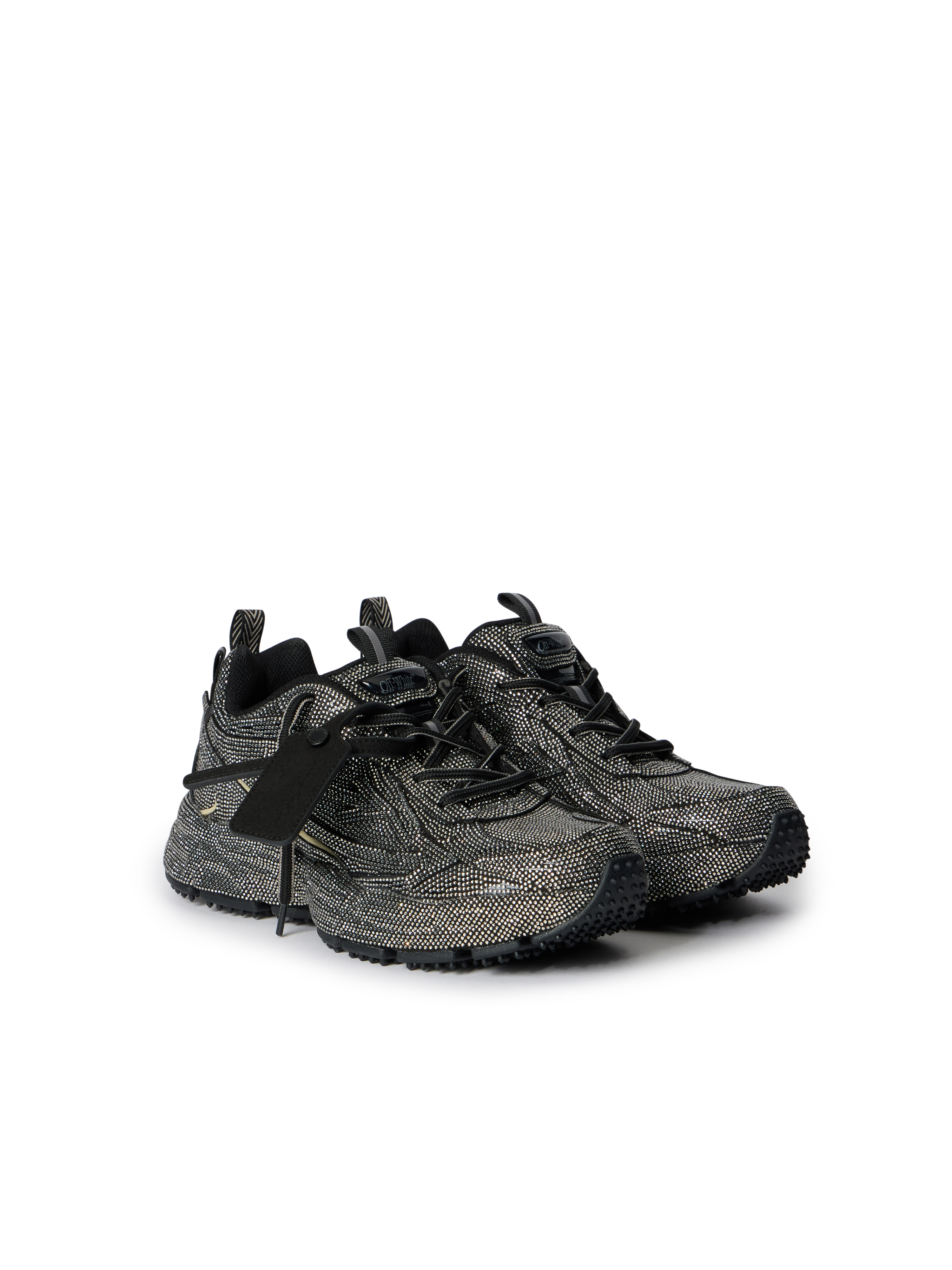 Off-white Be Right Crystal-textured Sneakers In Black