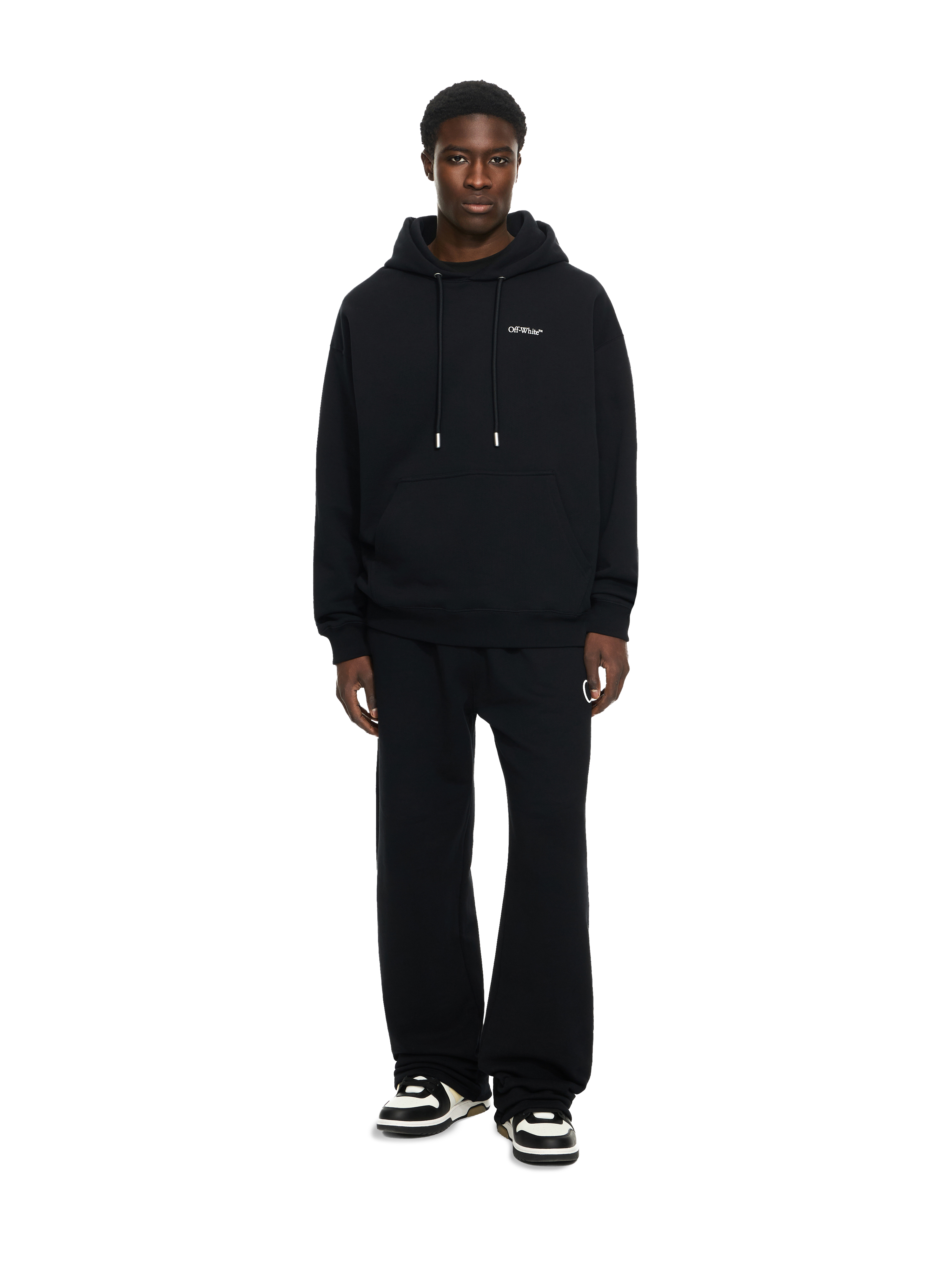 Off-white Mens Black - Anthracite Bookish Relaxed-fit Cotton Skate Hoody