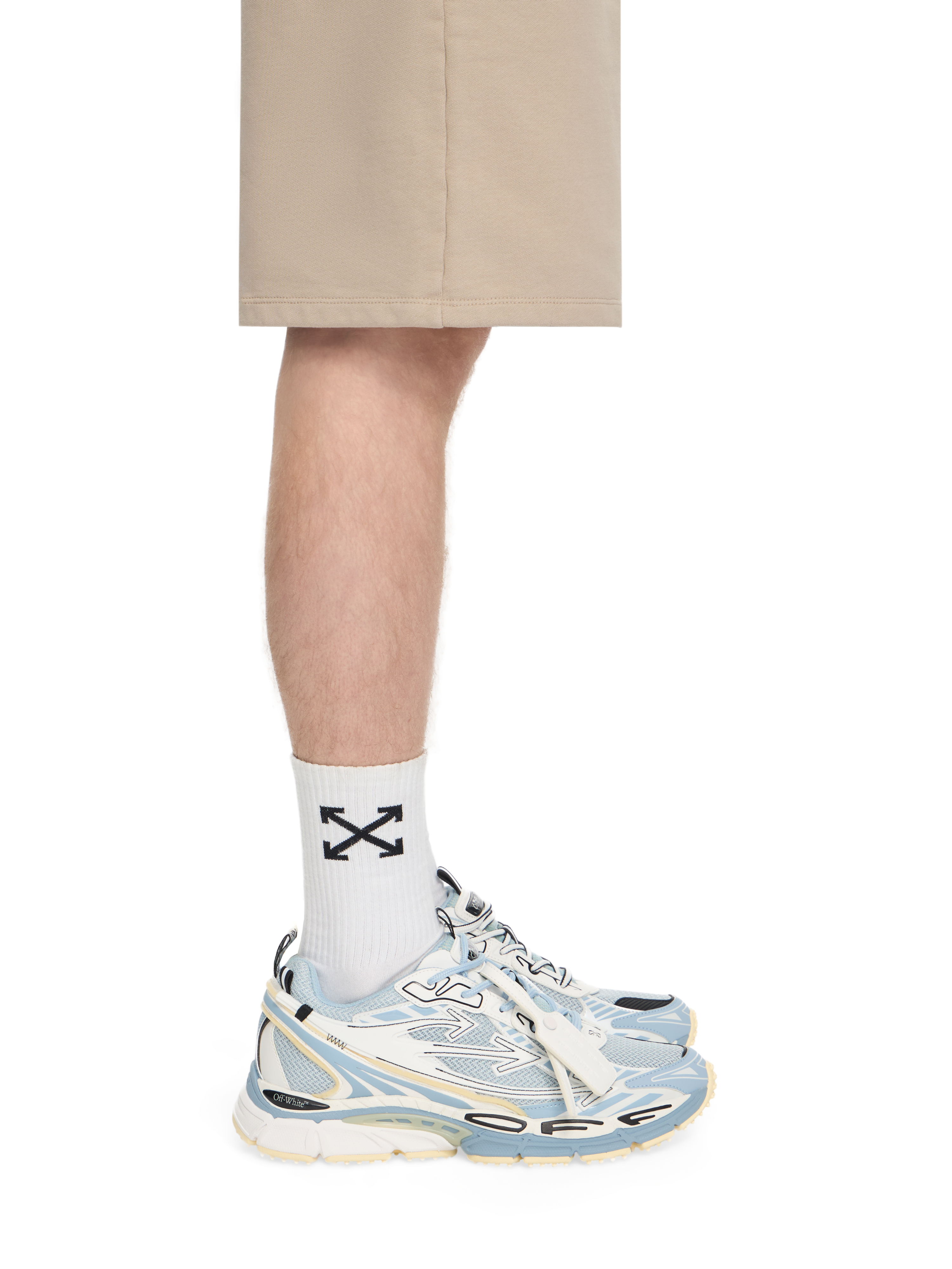 Off-white Mesh Sneakers Round Toe Rubber Sole Pull Tab In Multi