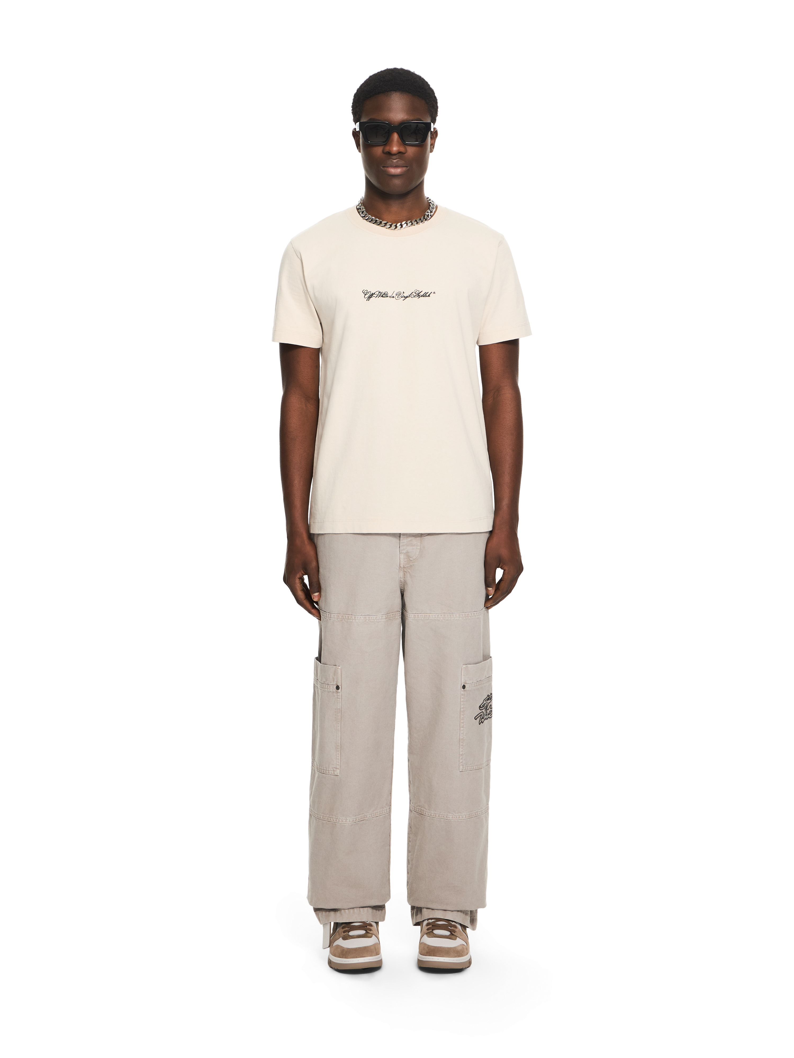 Off-white `script Arrow` Short Sleeve Slim T-shirt In Neutral