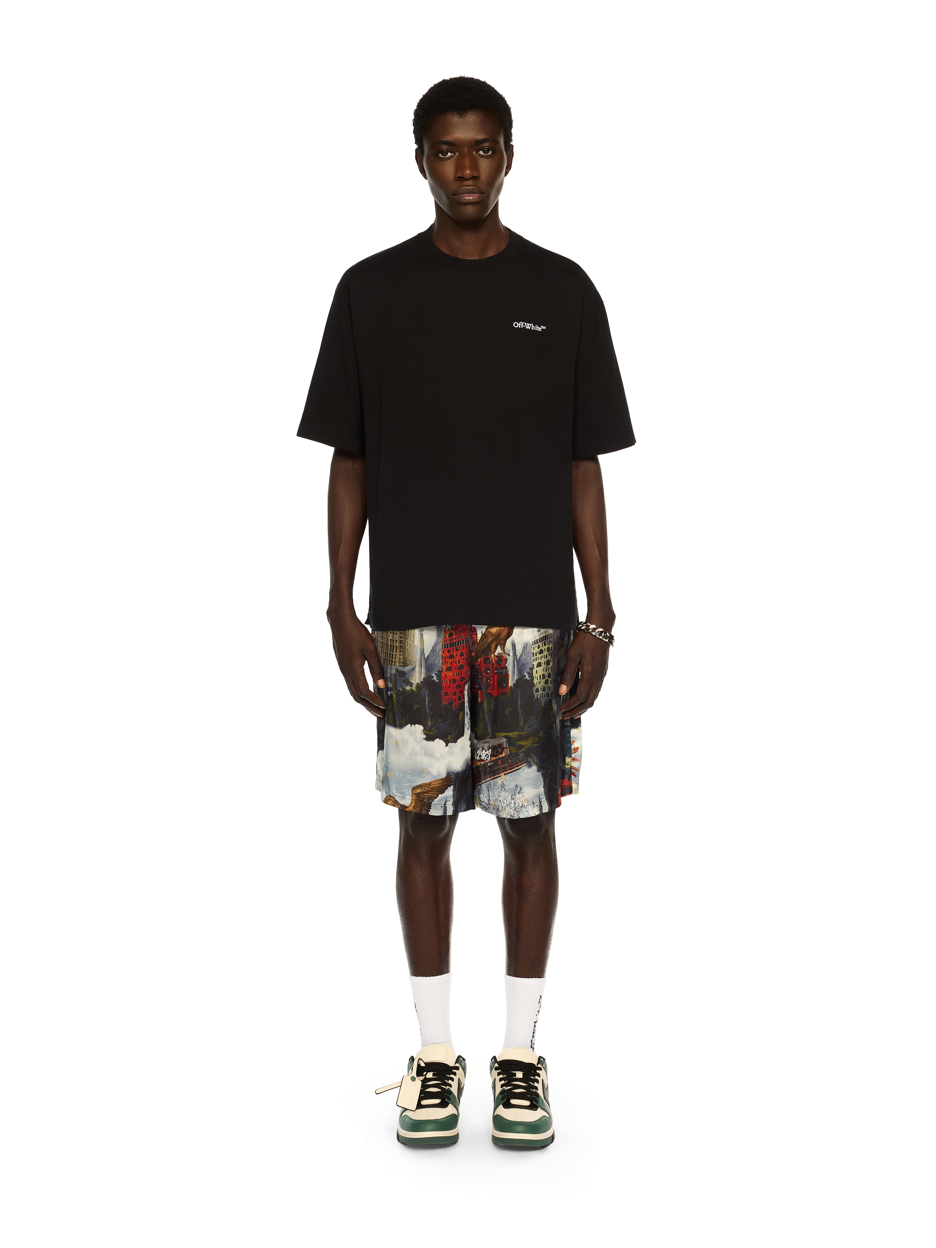  Off White Landscape Arrow Skate Logo Tee - Male Sale Check Black - White M 
