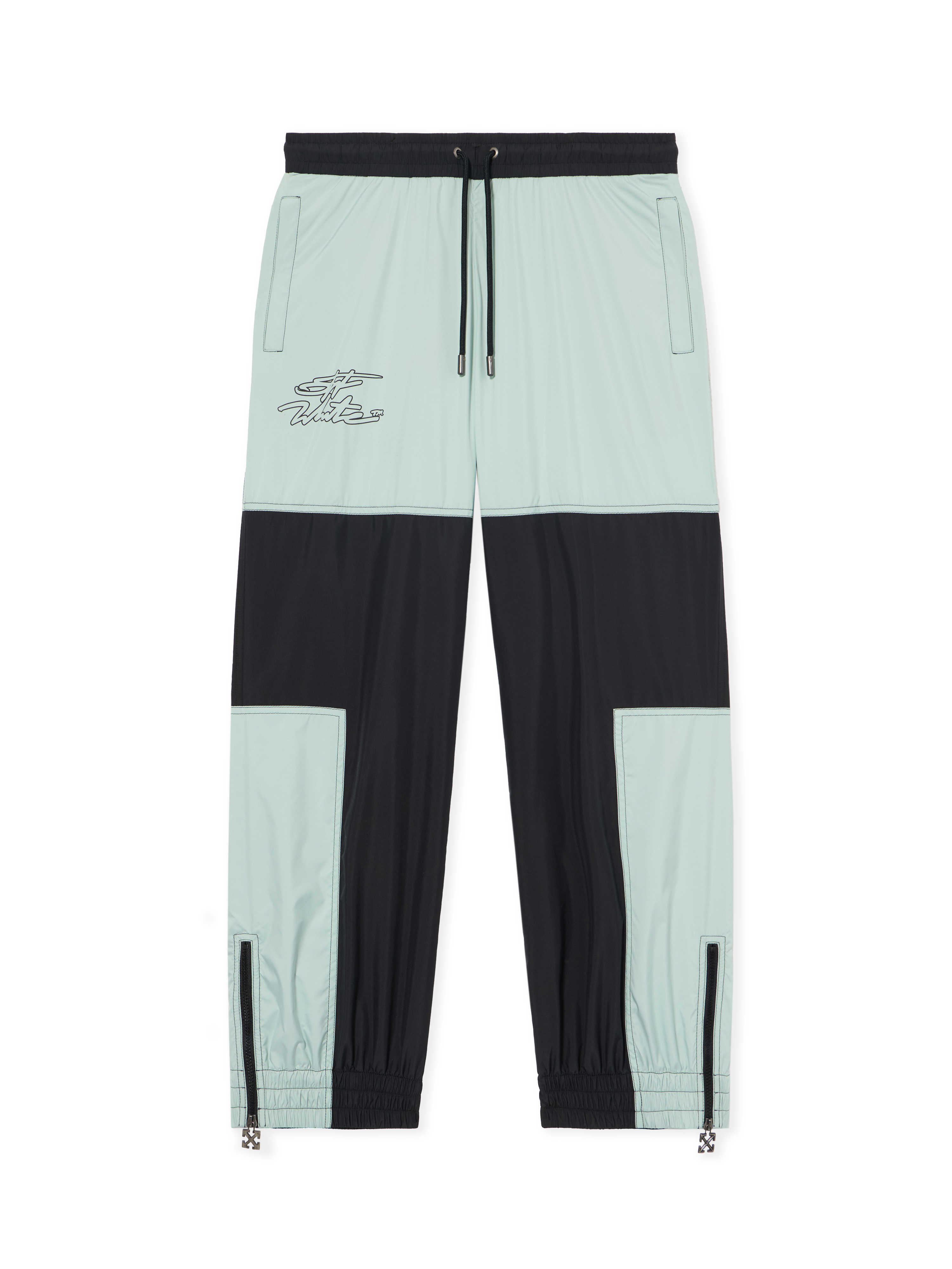 Off White Uomo Nero Track Pants Relaxed In Nylon Con Logo Marker - Pantaloni S