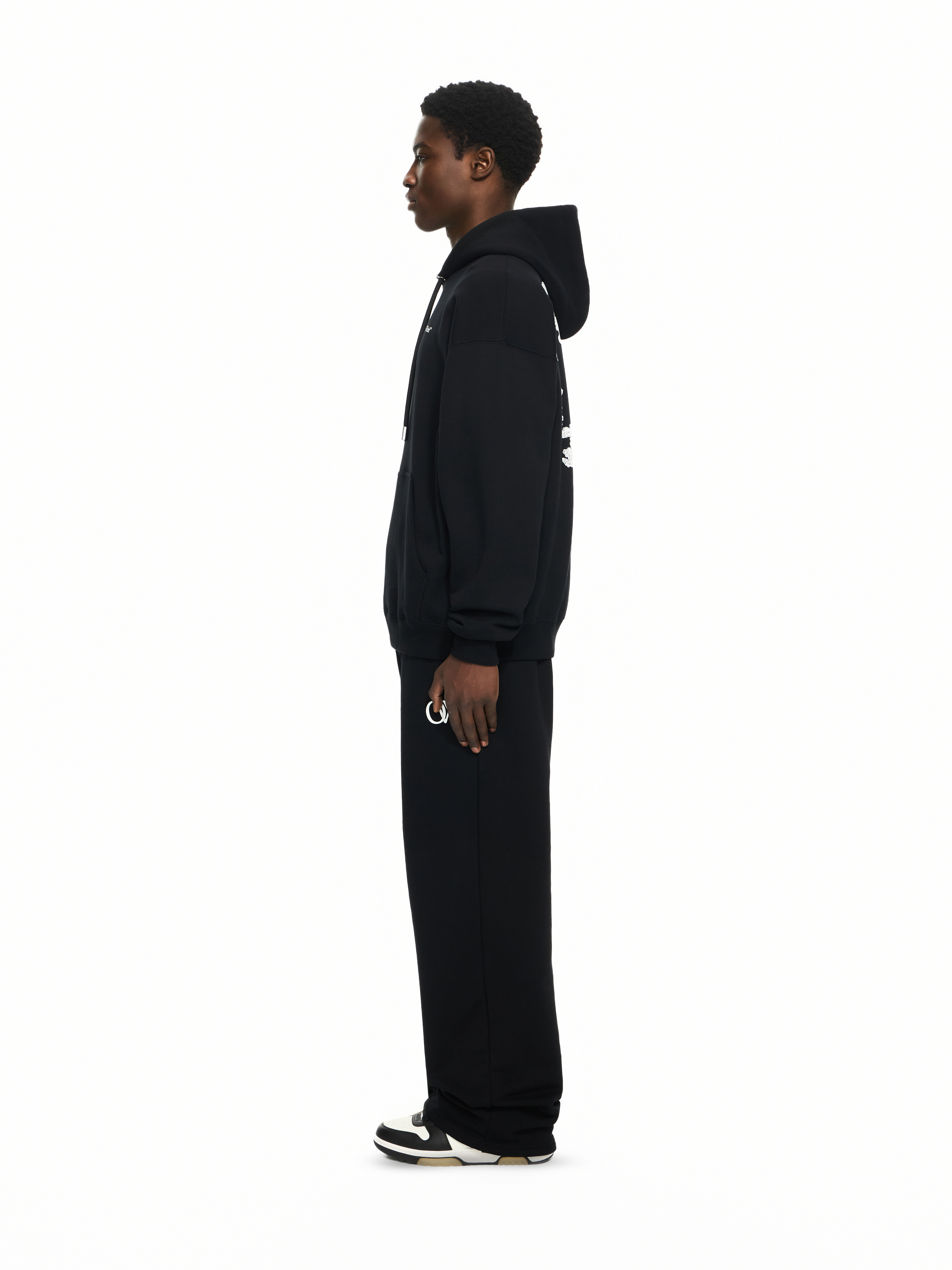Off-white Mens Black - Anthracite Bookish Relaxed-fit Cotton Skate Hoody