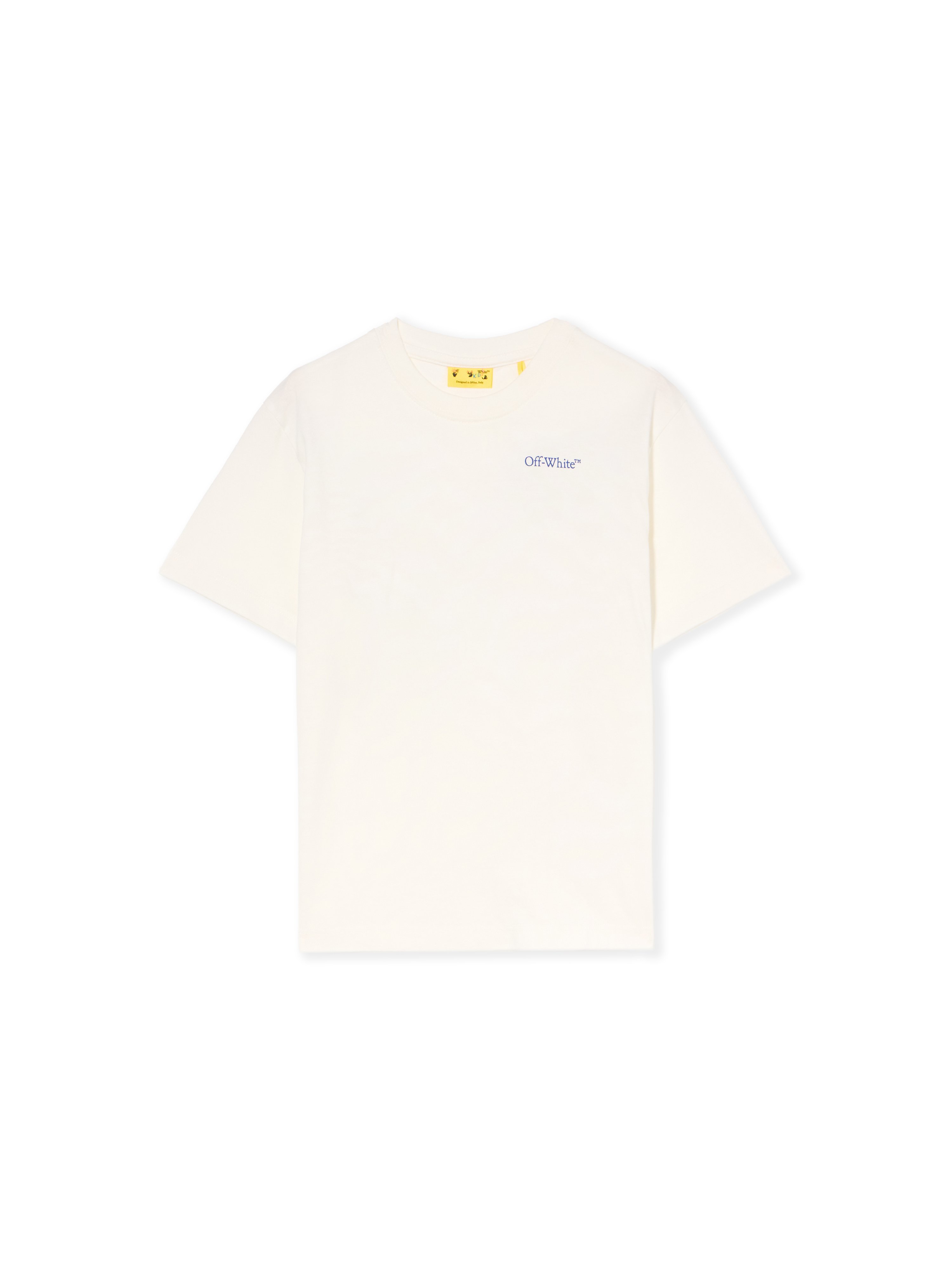 Arrow Outline Flock Logo T-Shirt in WHITE - BLUE | Off-White™ Arrow Outline Flock Logo T-Shirt in WHITE - BLUE | Off-White™