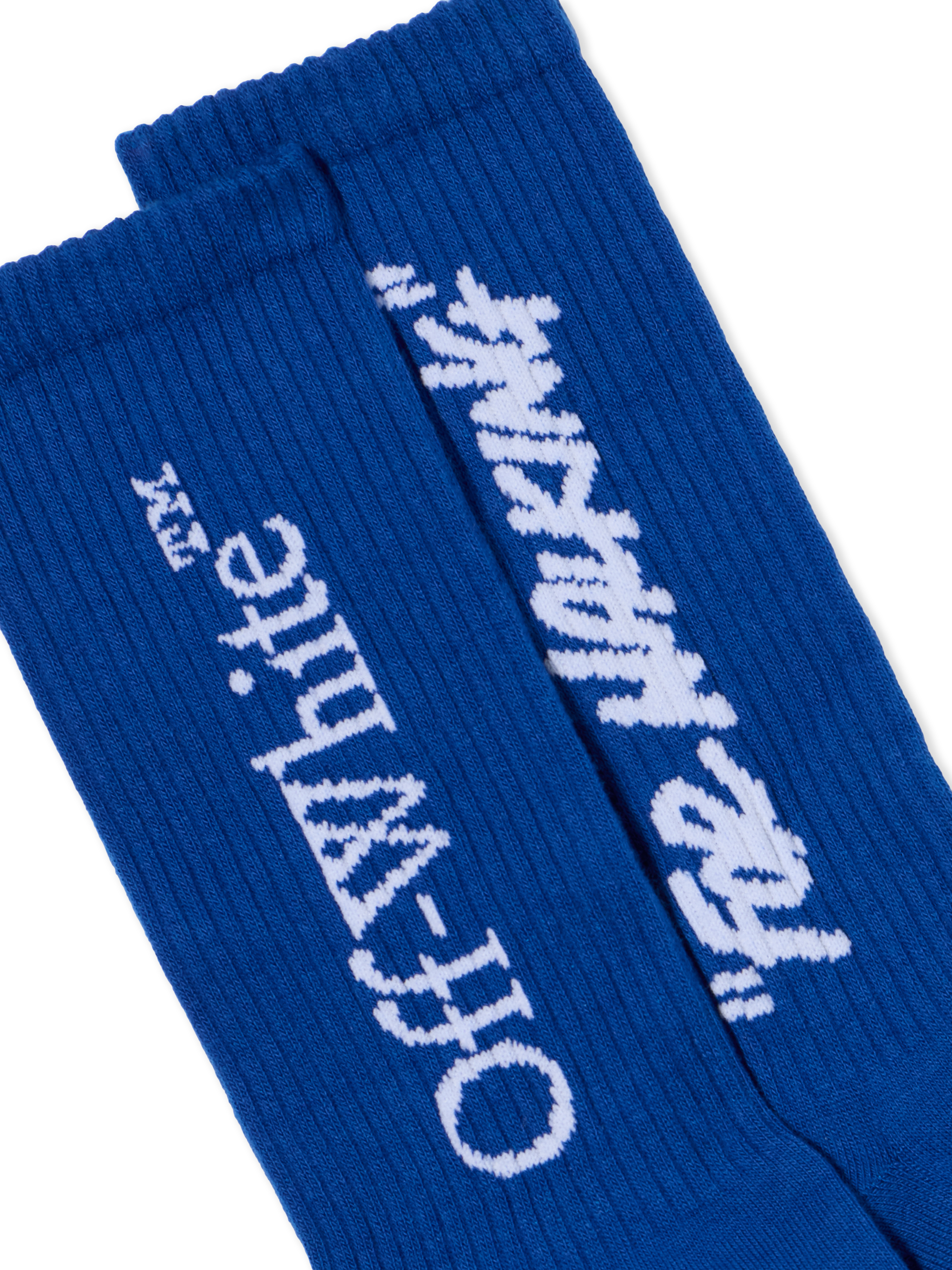  Off White Mid Calf Socks - Male Accessoires Navy Blue - White M 