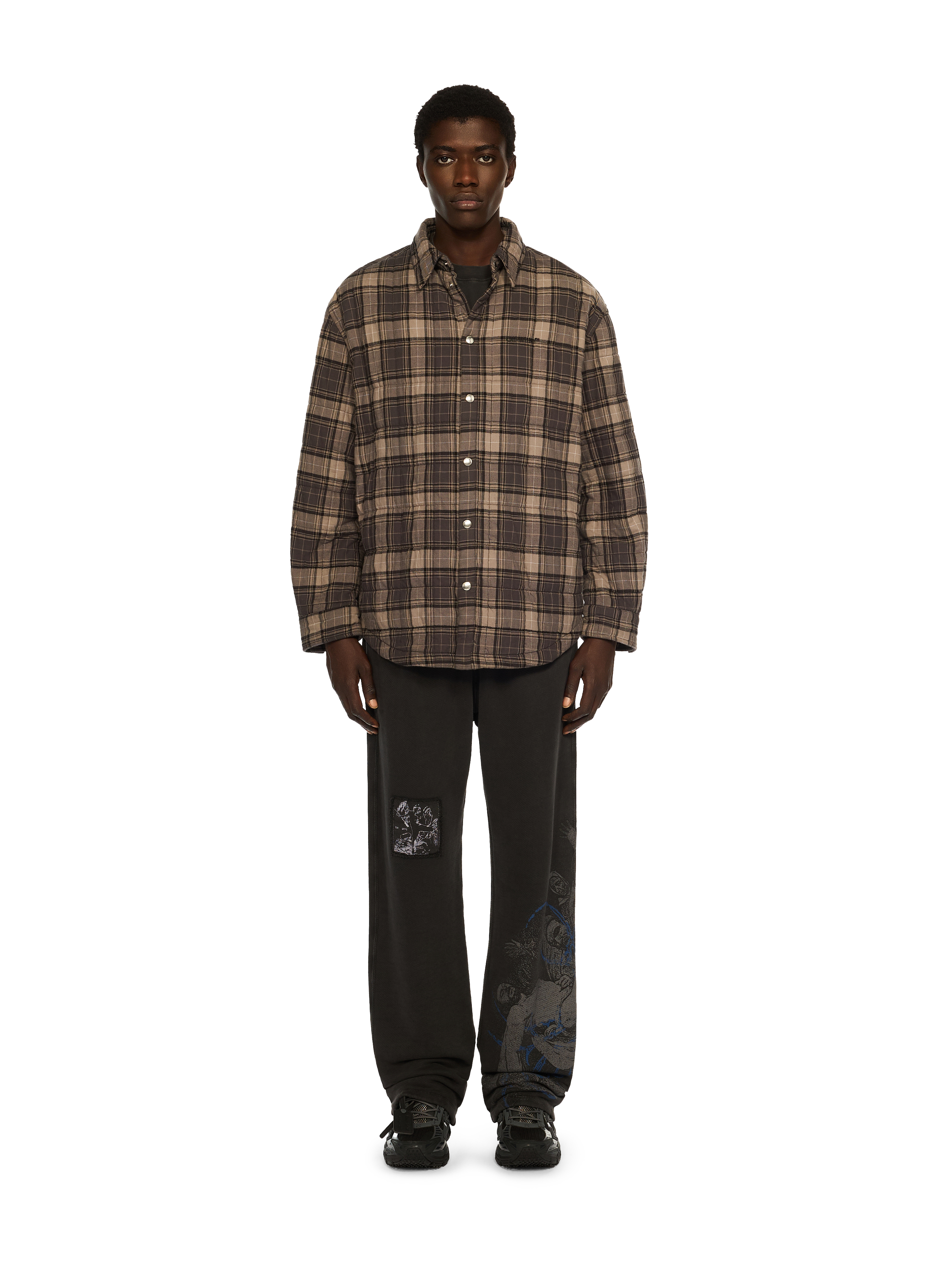  Off White Spray Arrow Check Padded Overshirt - Male  Dark Grey - Black 44 