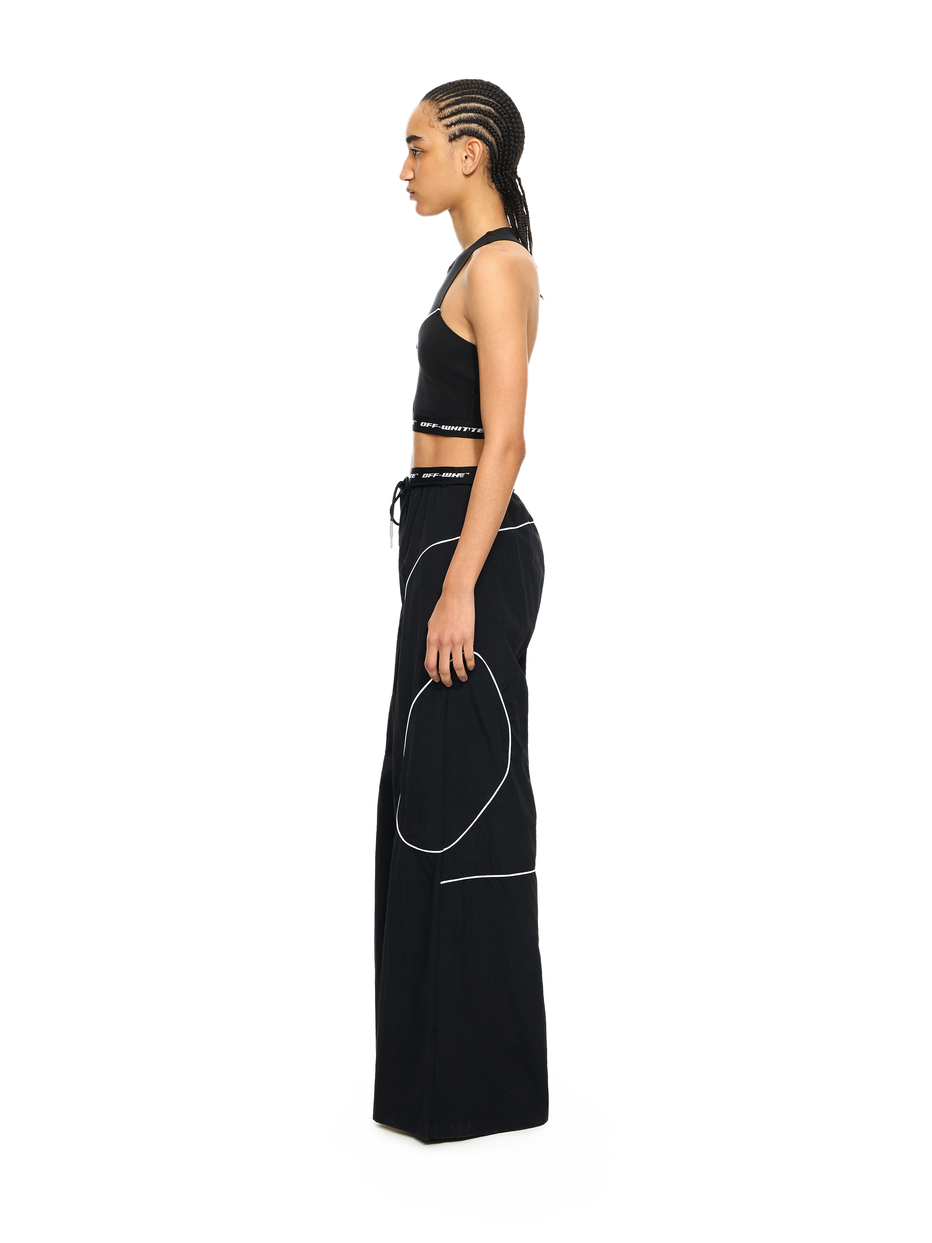 Off-white Off White Black Polyester Trousers In Multi