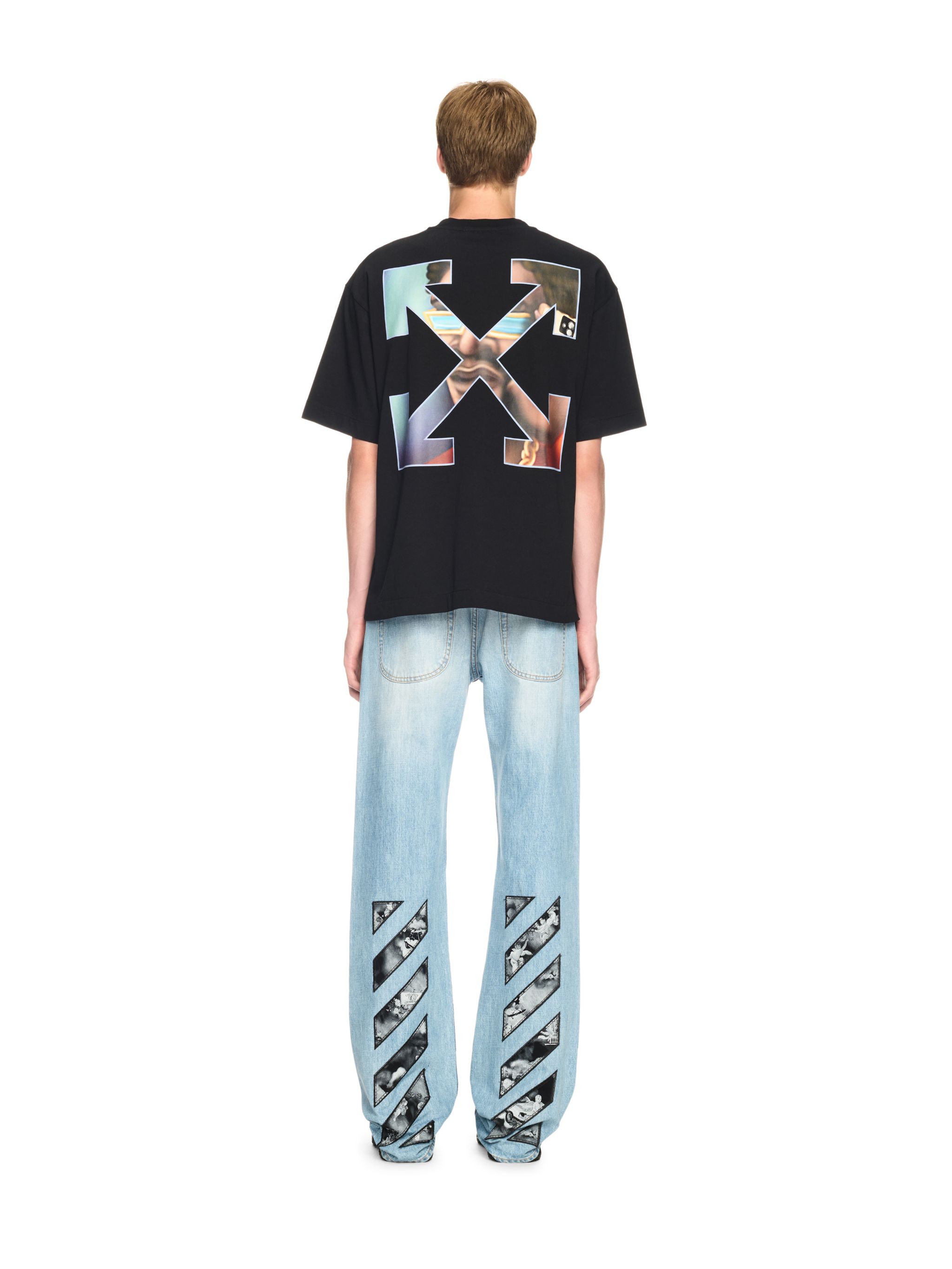 Off-white Graphic Print Short Sleeve Crew Neck T-shirt In Black
