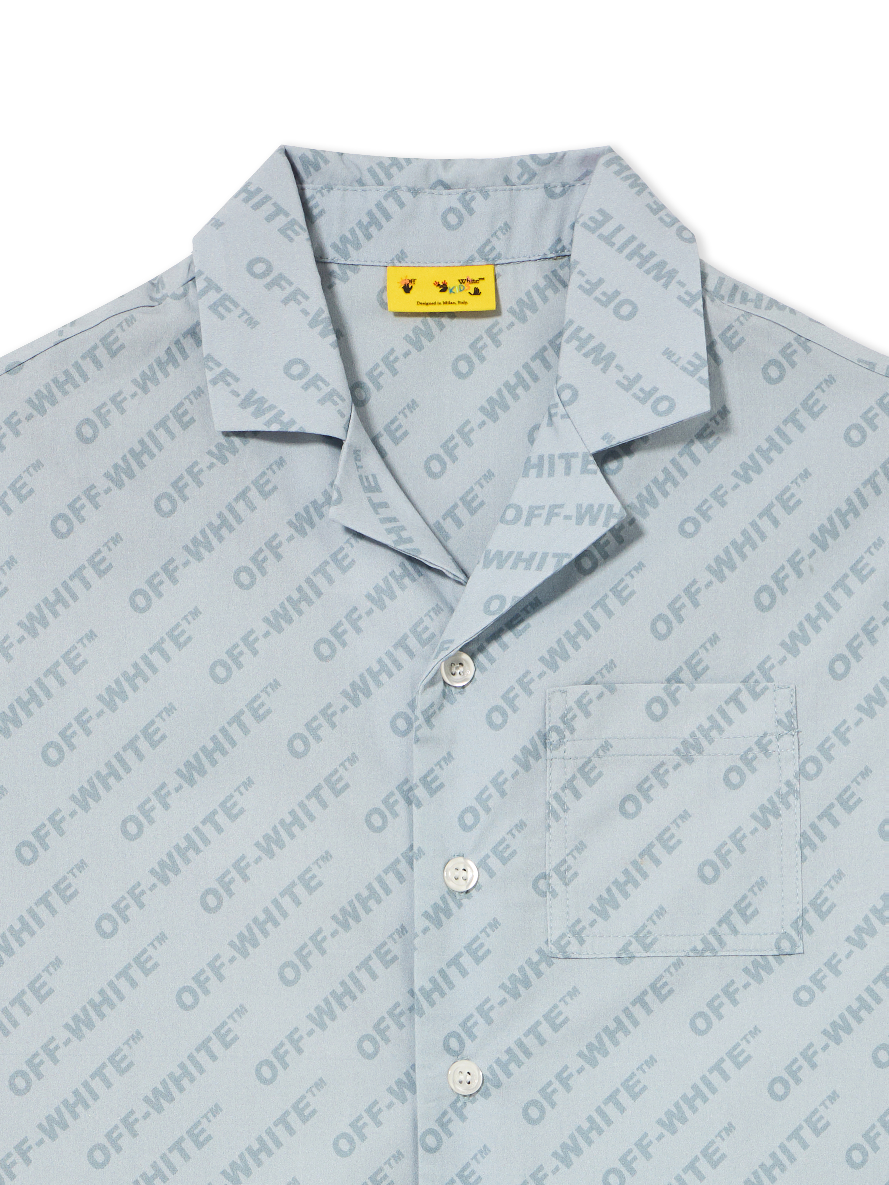  Off White Logo All-over Bowling Shirt - Kids Jungen Kleidung Dusty Blue 8 