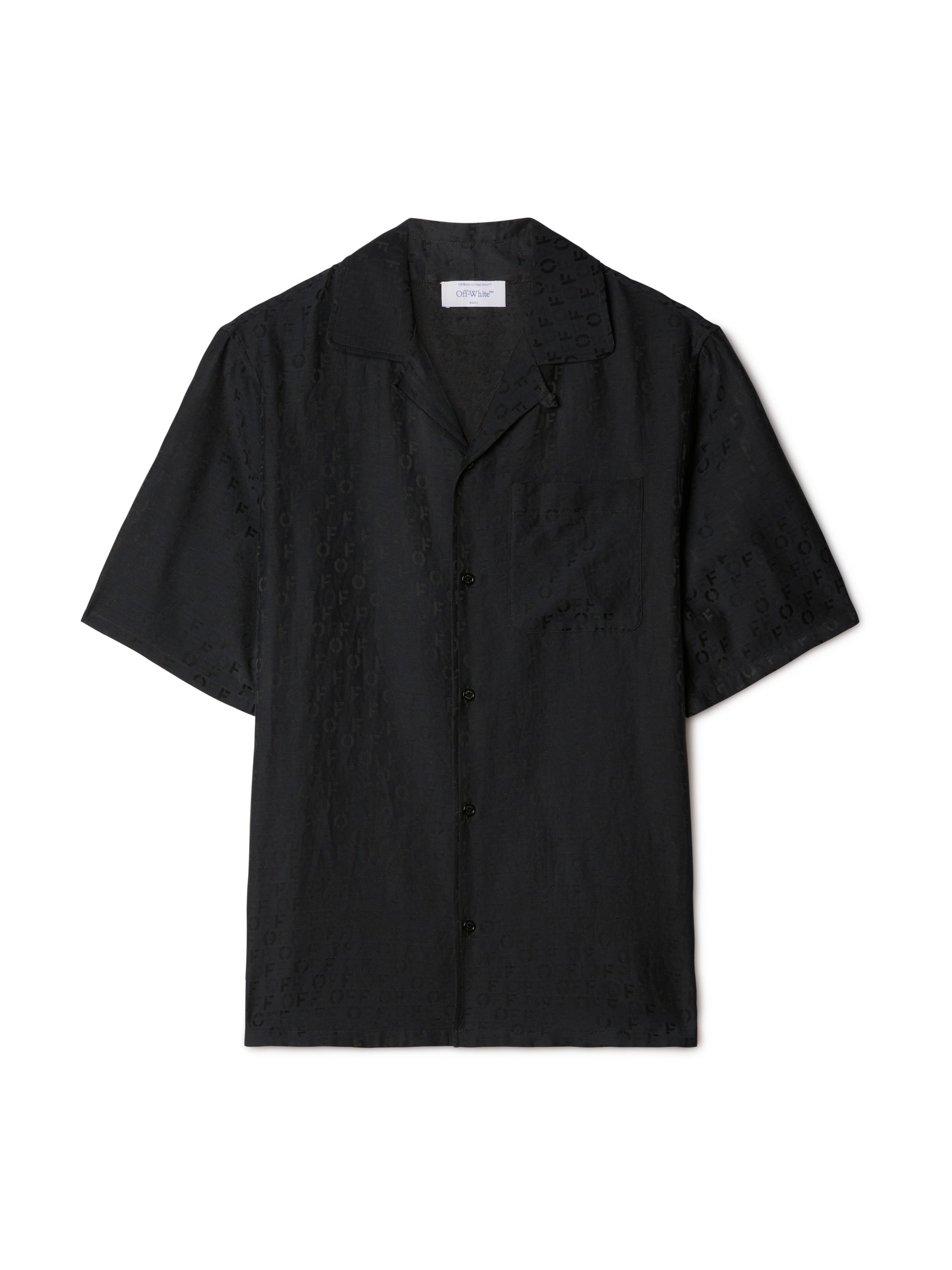  Off White Off Jacquard Seide Holiday - Male Hemden Black S 