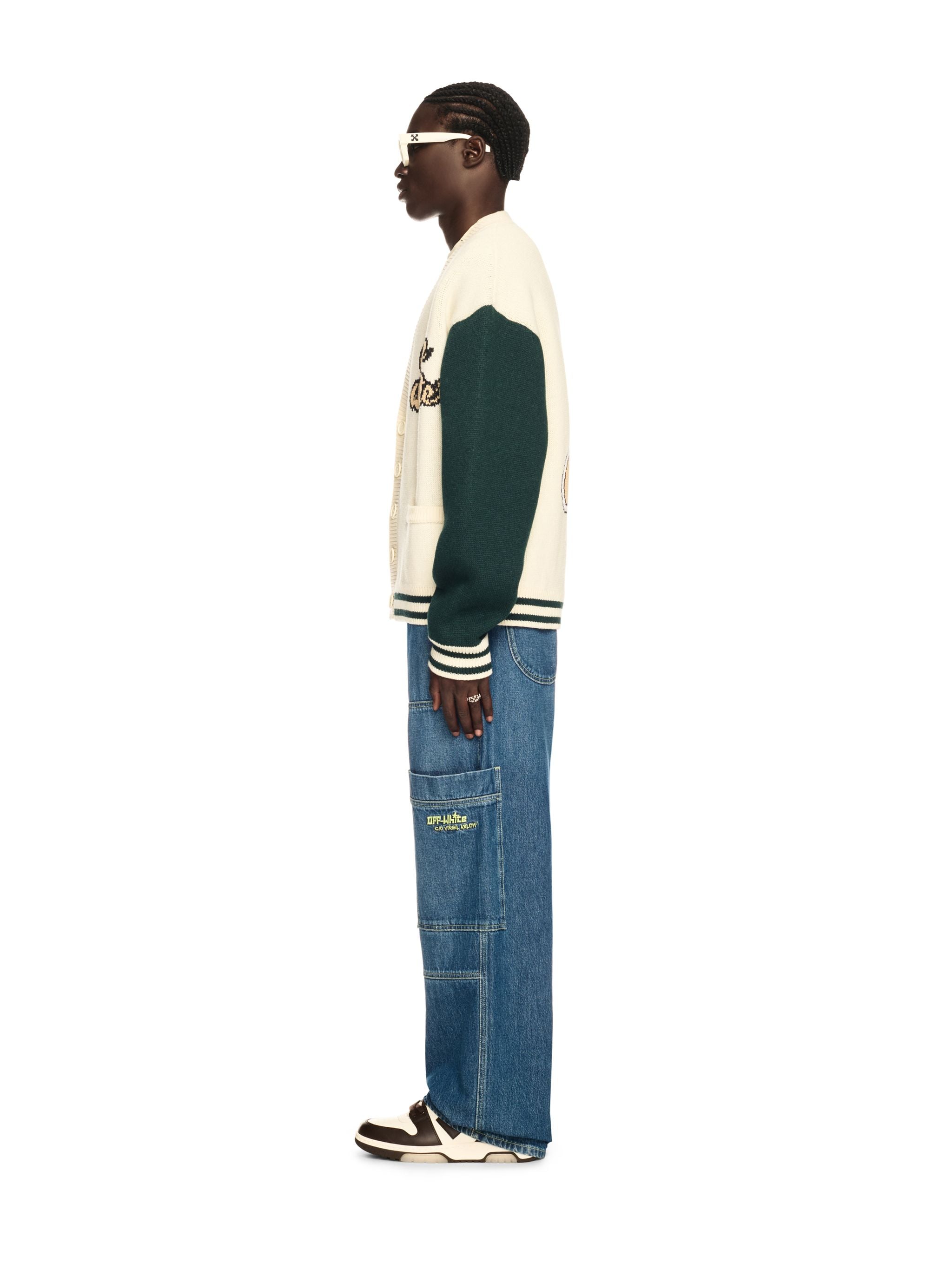  Off White Crystal Cash Varsity Cardigan - Male Kleidung L 
