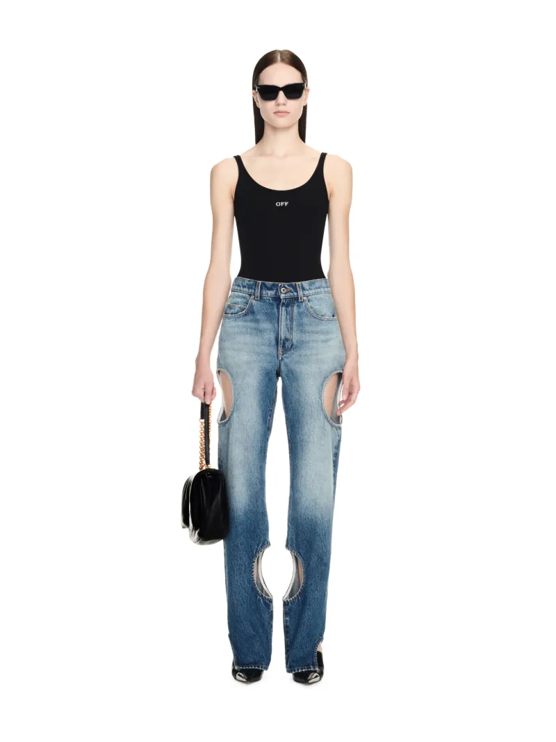 Off-white Off Stamp Rib Tank Top In Blue