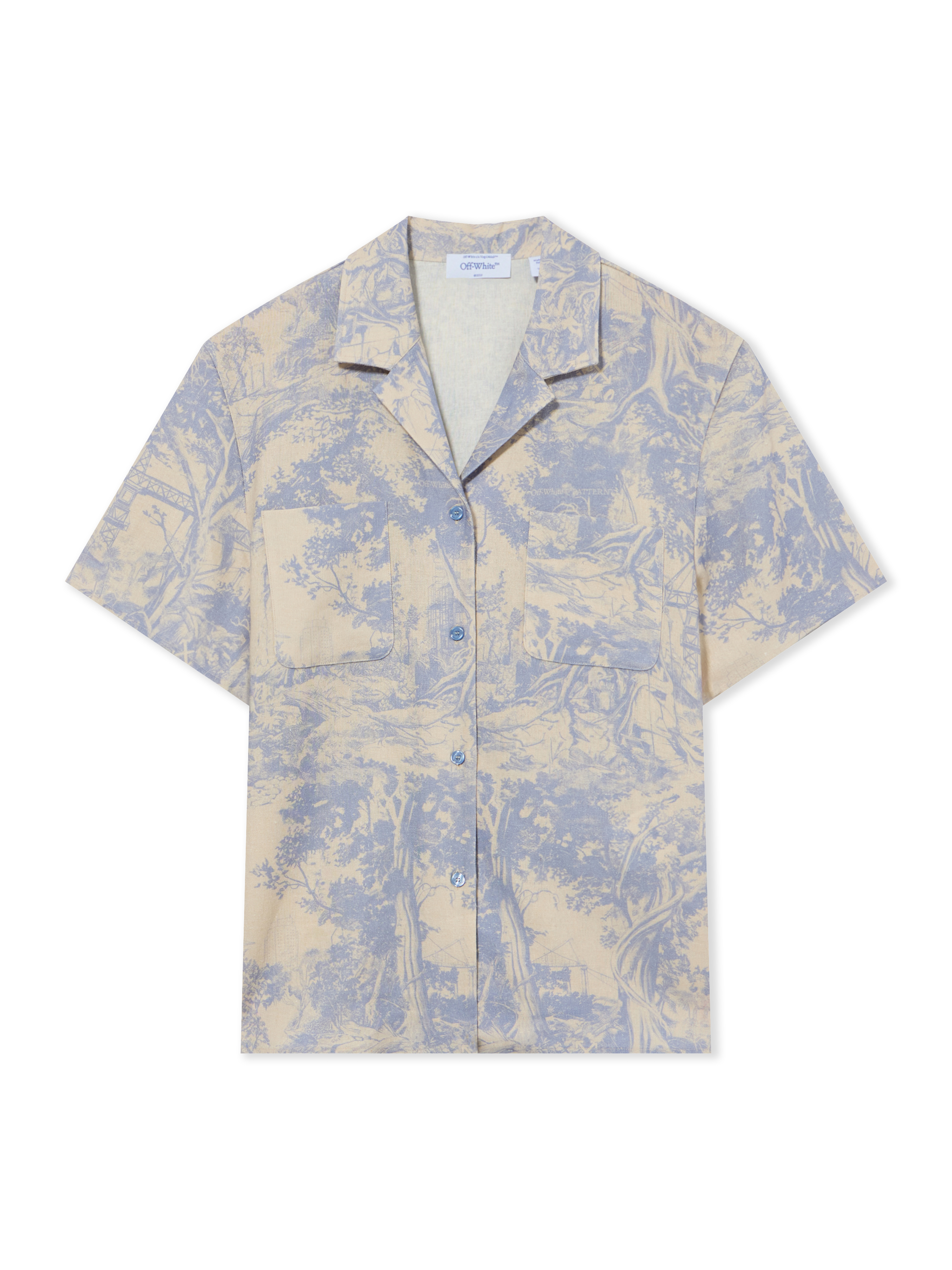 Off-white City Nature Linen Ss Pajama Shirt In Ivory Heather