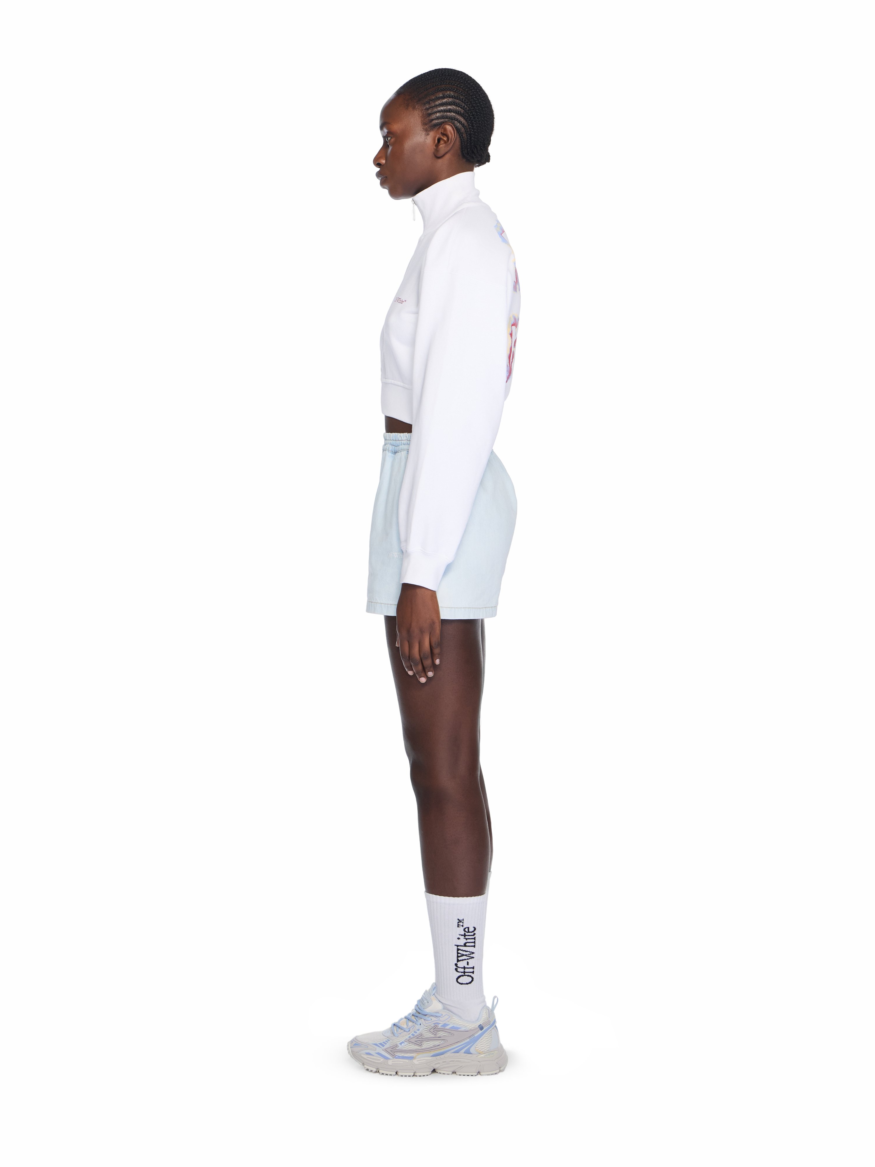  Off White Water Arrow Crop Zip-up Jacket - Female  White-red Dahlia L 