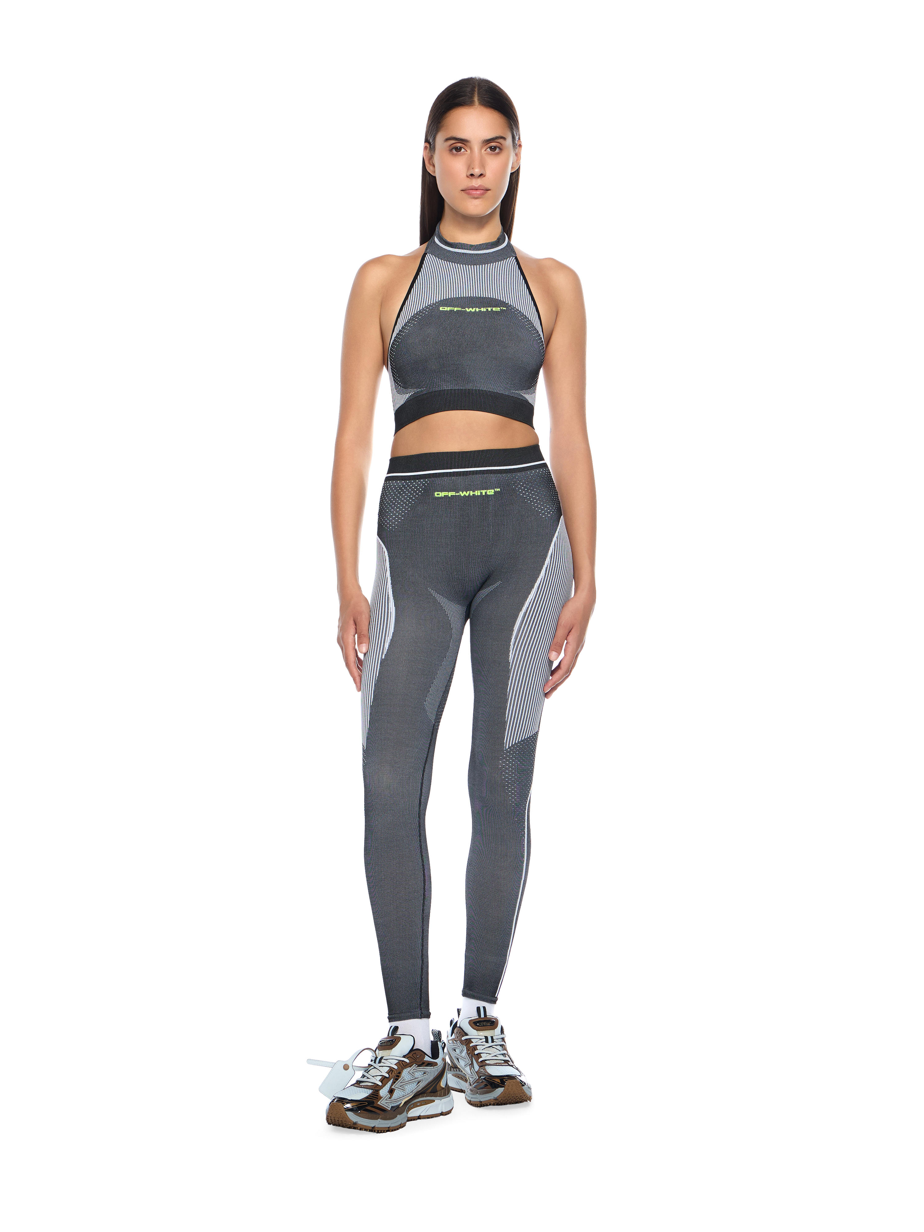  Off White Race Logo Arrow Seamless Leggings - Female  Black - Lime M/l 
