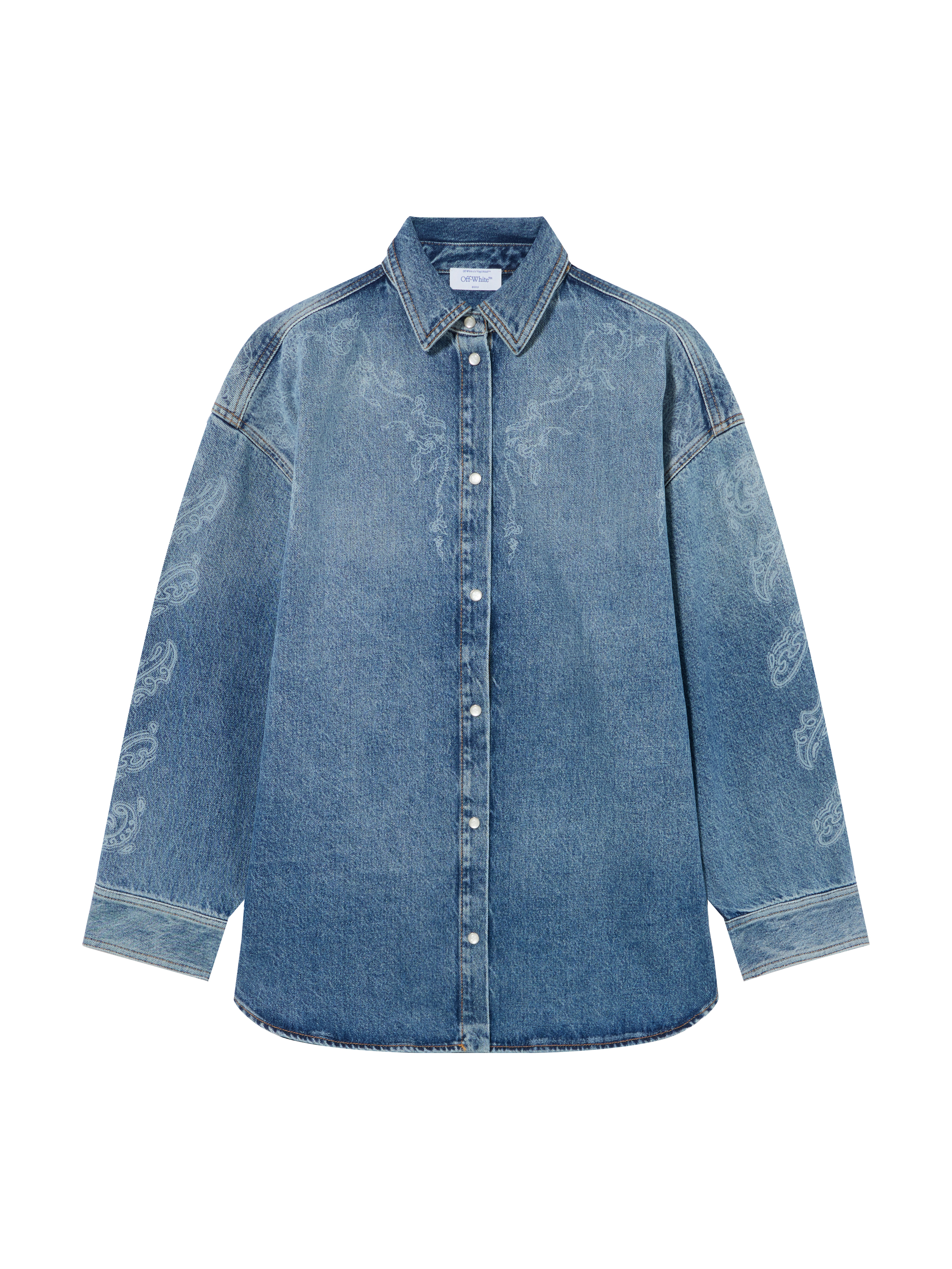 Off White Donna Light Medium Blue White Giacca Camicia Denim Lover Paisley - Camicie 40