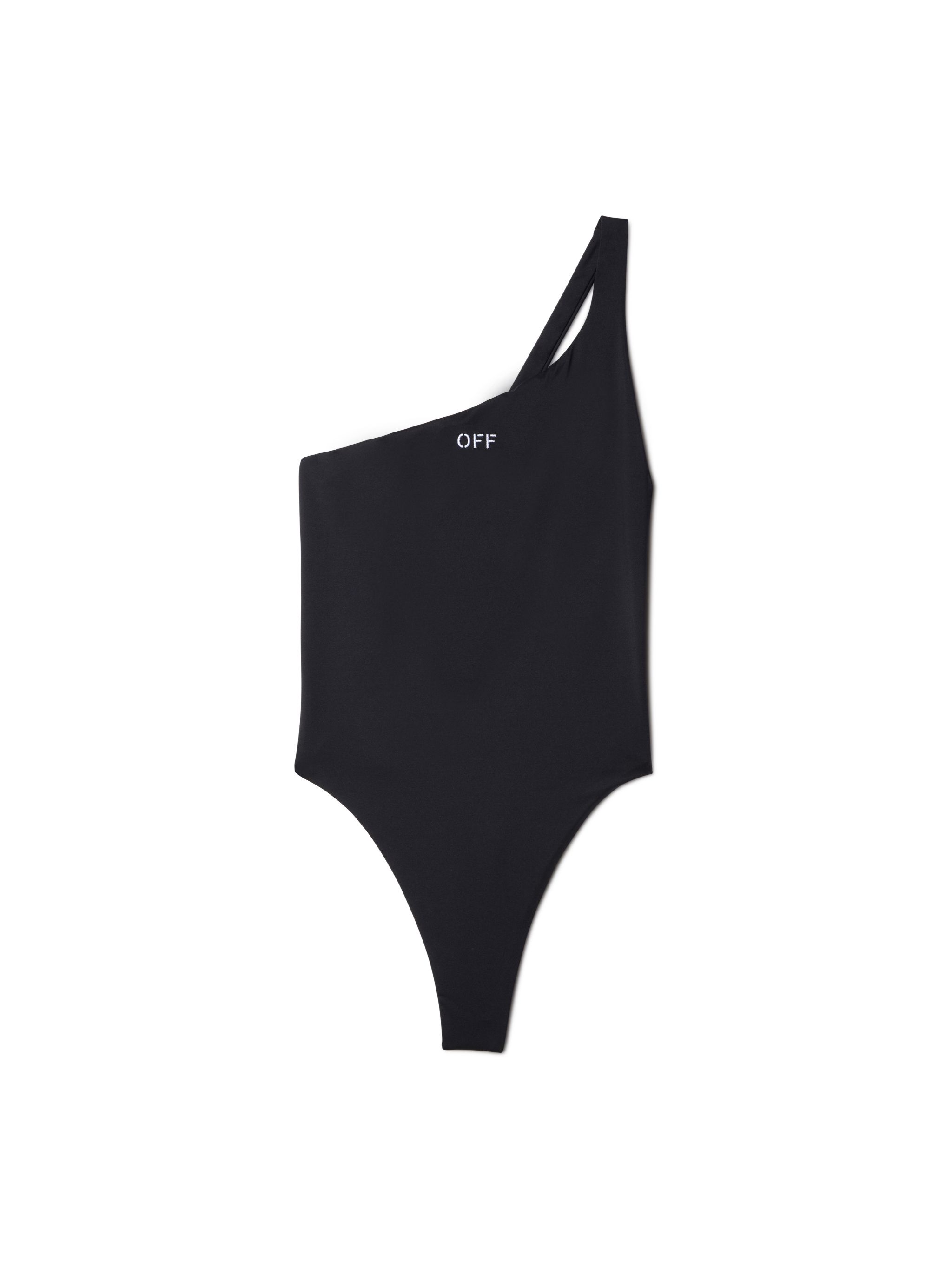 Off-white Black One-shoulder Swimsuit In Black