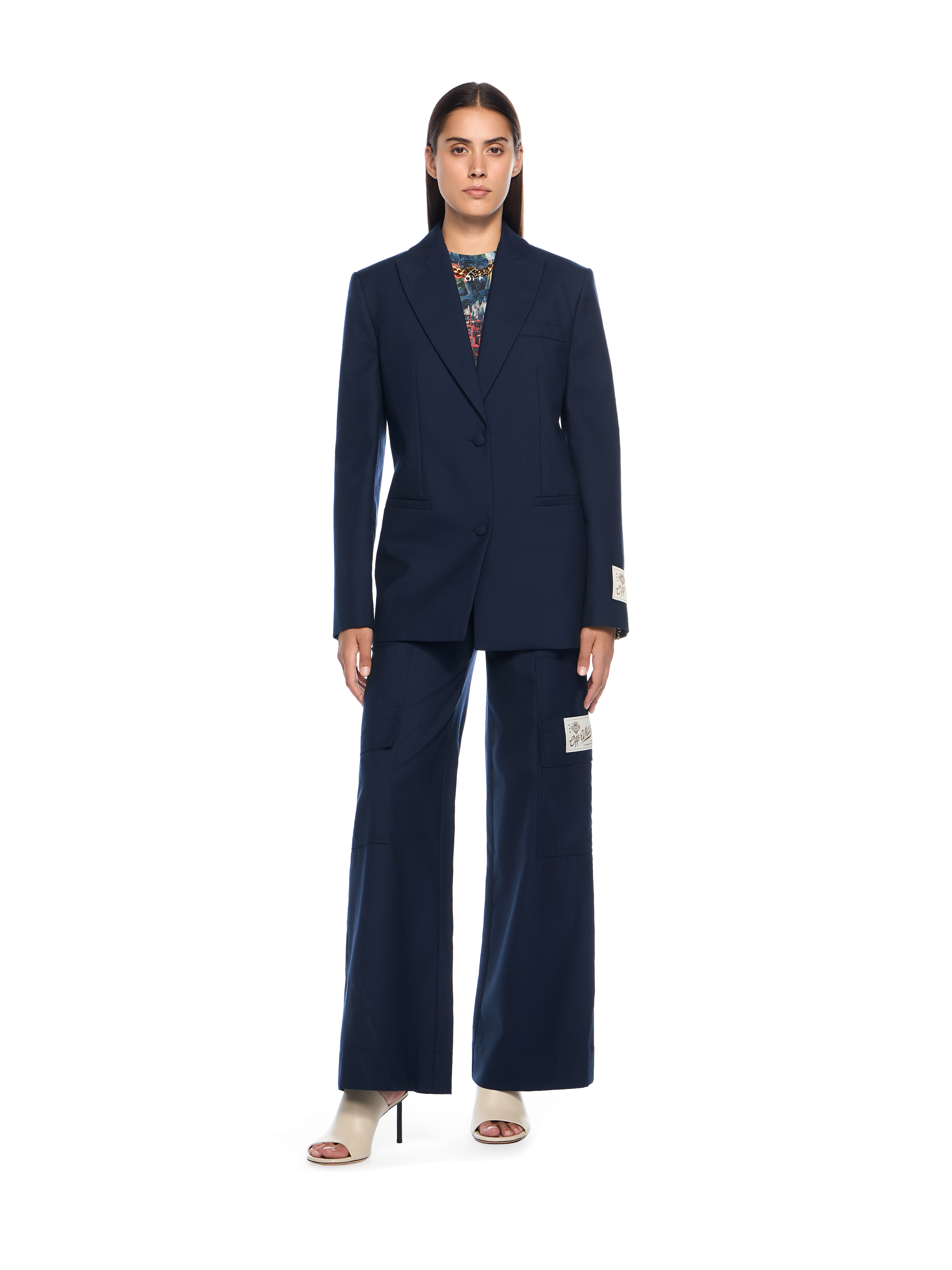 Off-white Gabardine Tailoring Cargo Trousers In Blue