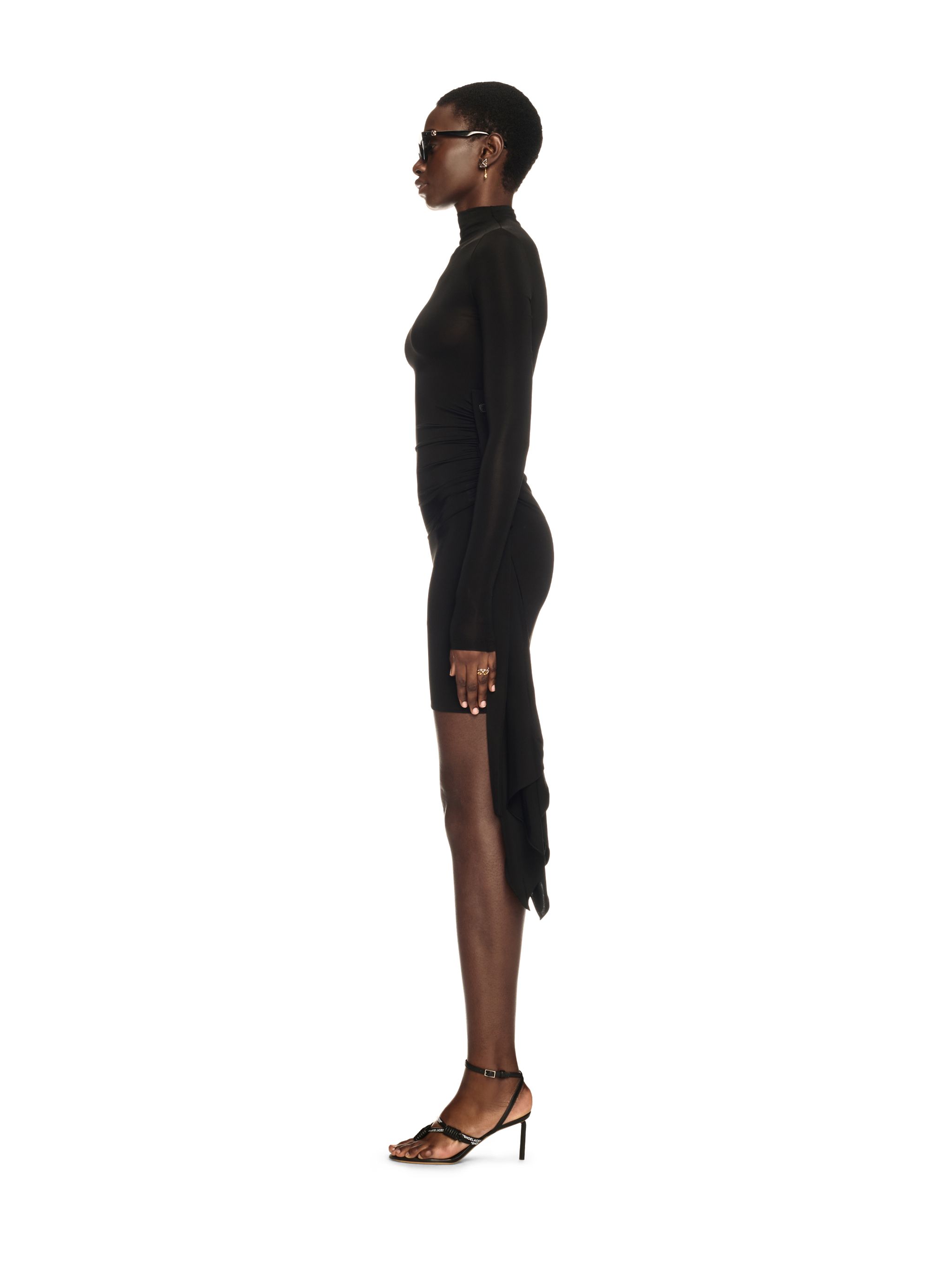  Off White Black Draped Mini Dress - Female  Black 38 