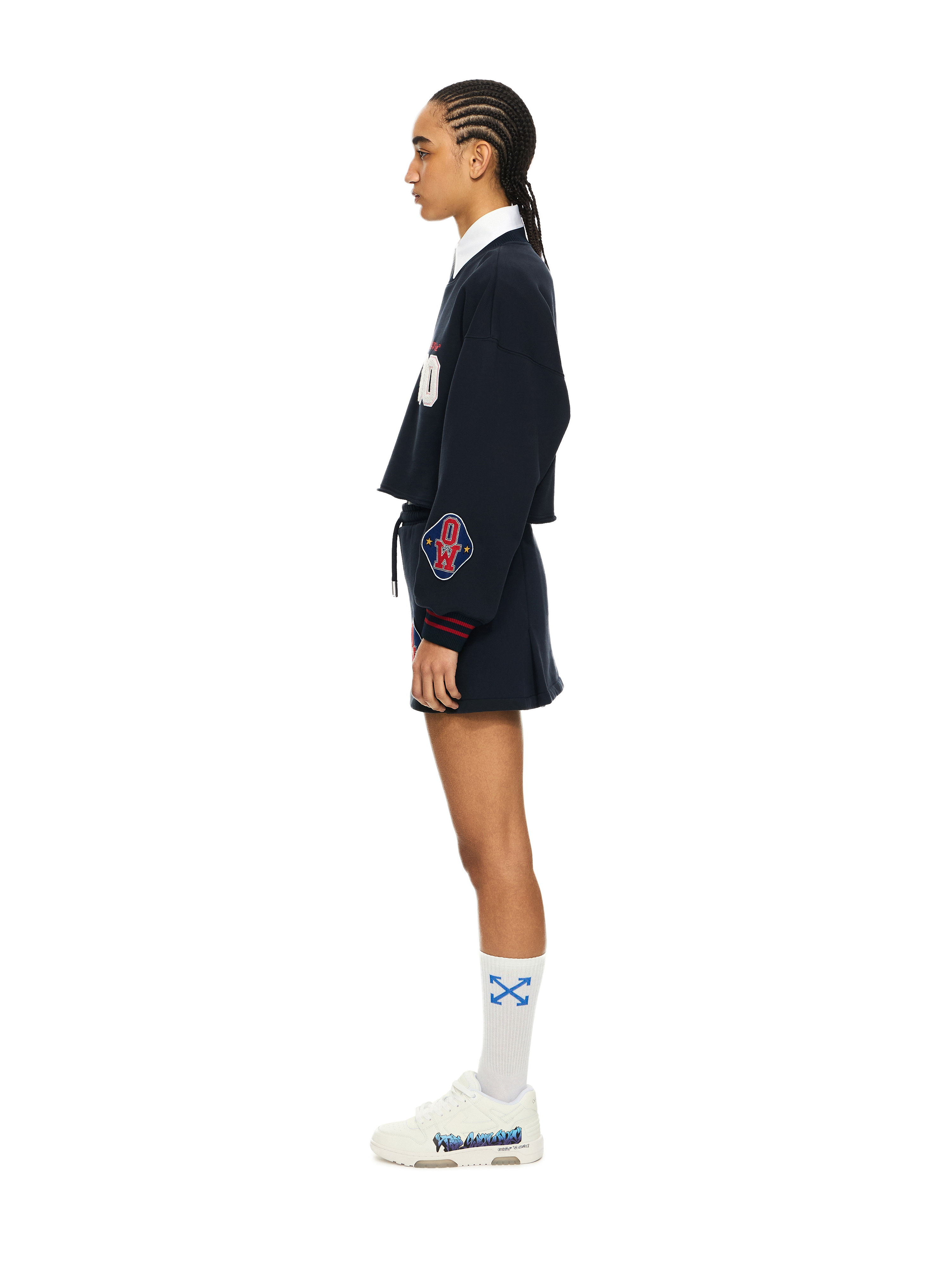 Off-white Royal Patch Crop Sweatshirt In Blue