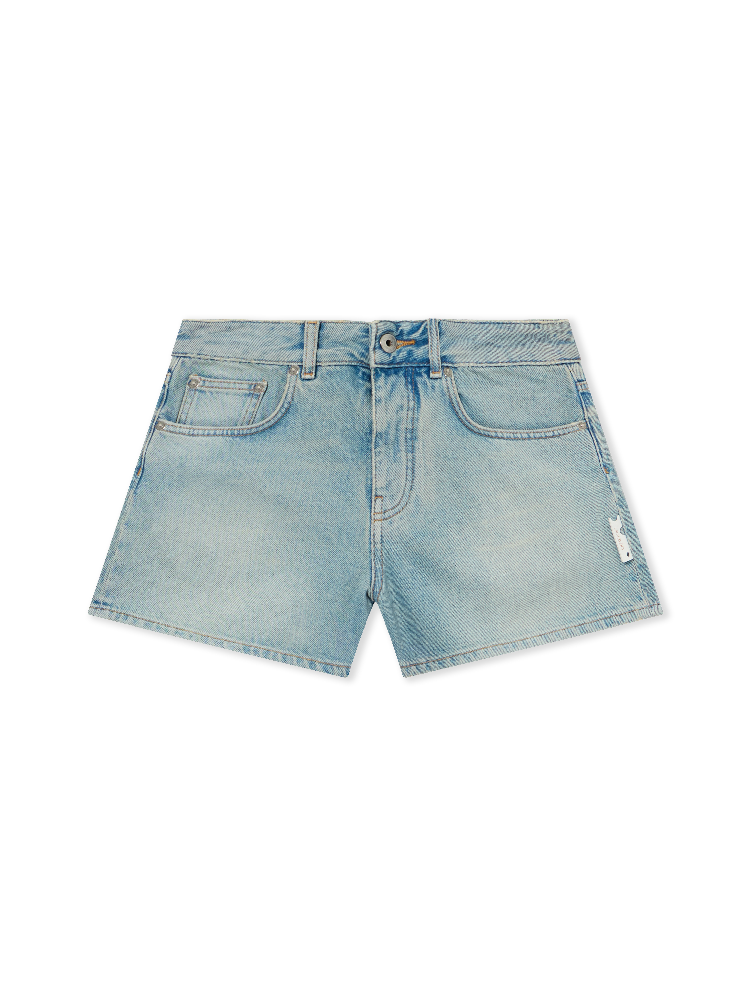 Off-white College Patch Denim Shorts In Bleachobacco