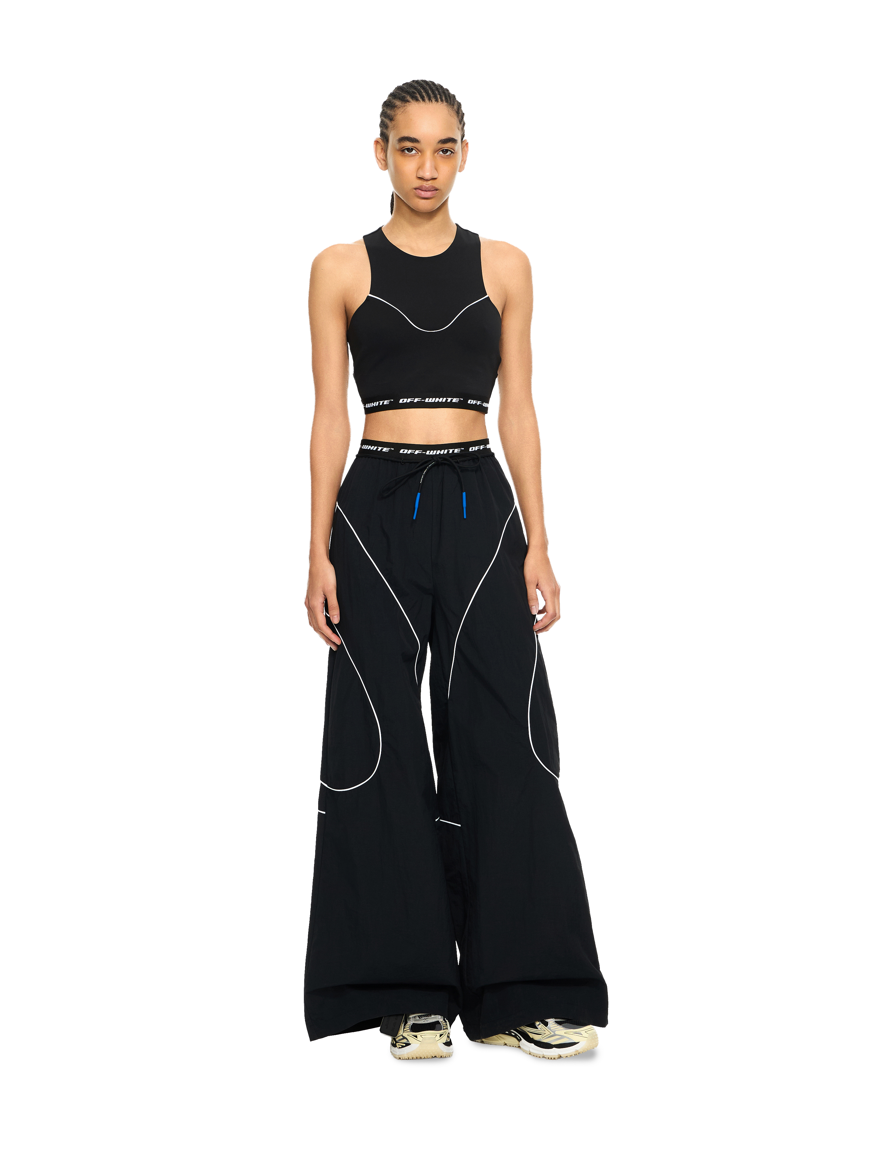 Off-white Off White Black Polyester Trousers In Multi