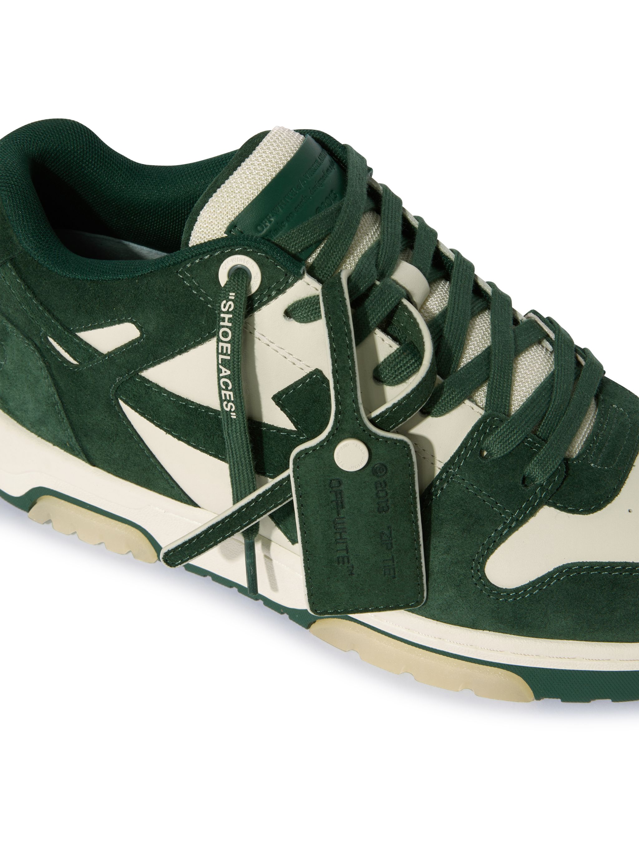 Off-white Jet Green/ecru Out Of Office Suede