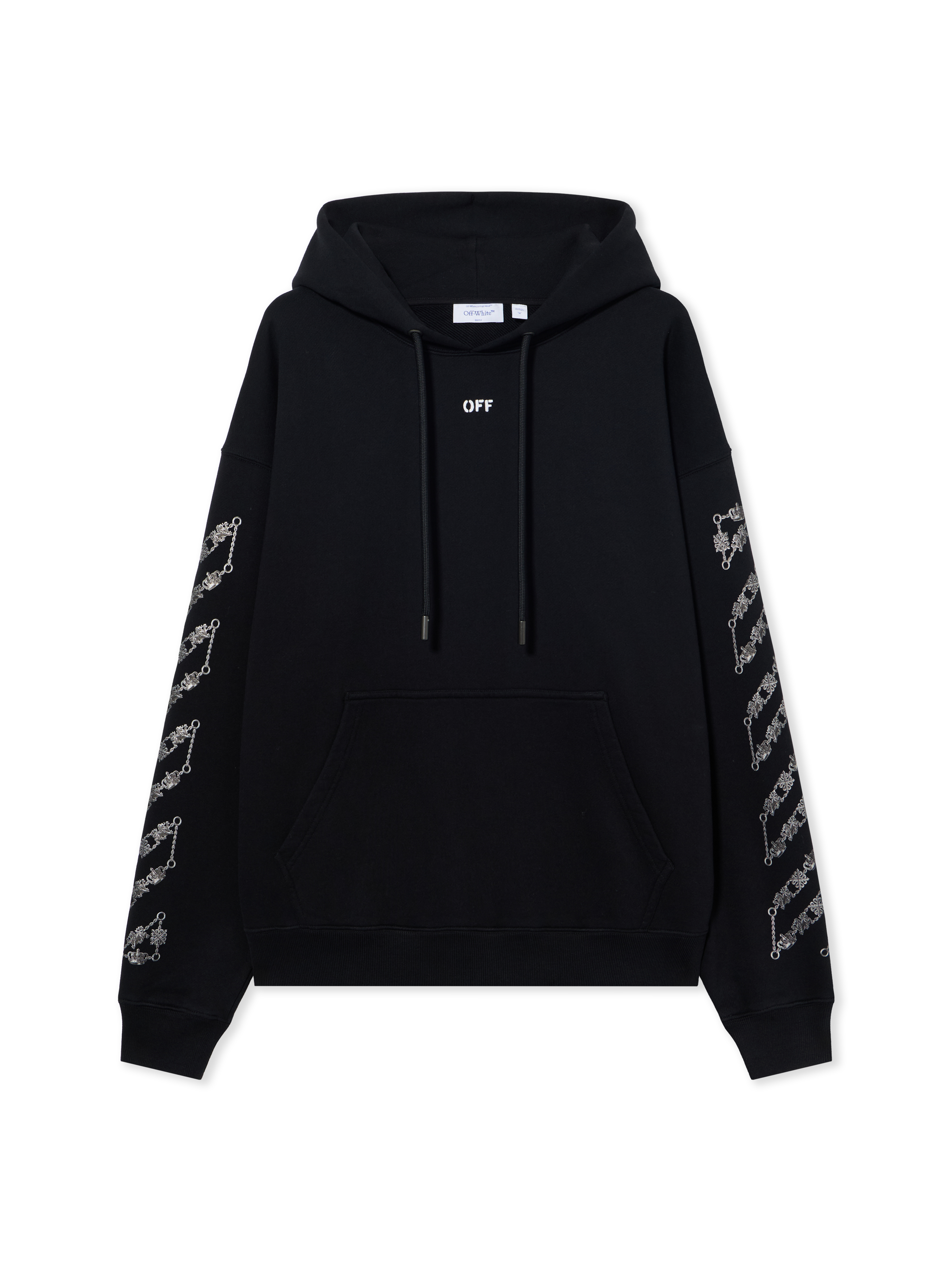 Off-White Uomo Nero - Chain Arrow Diagonal Skate Hoodie, Size: M - Immagine 4