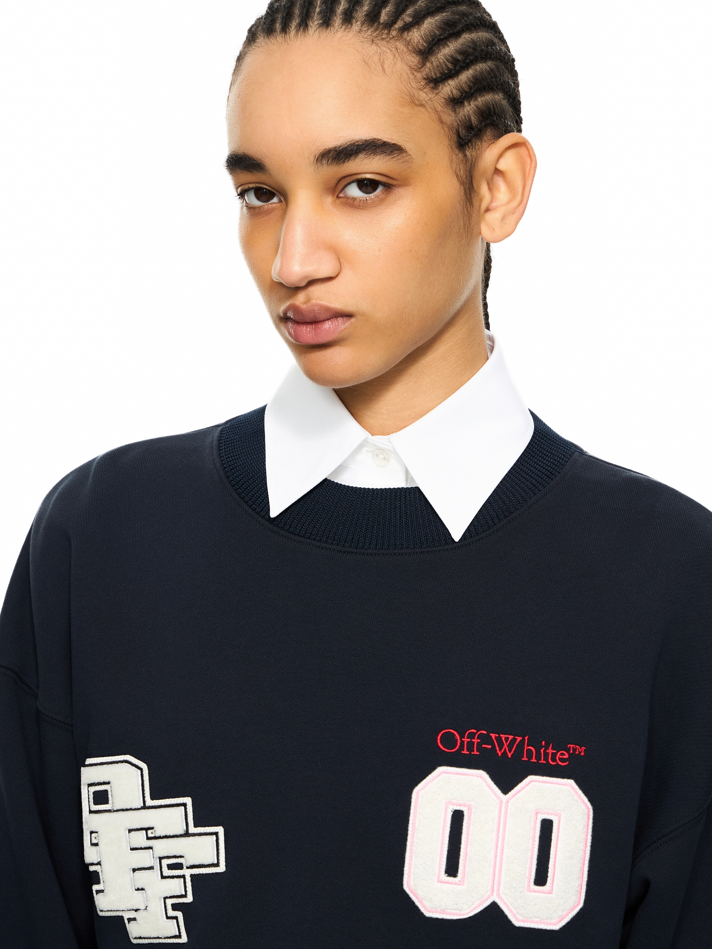 Off-white Royal Patch Crop Sweatshirt In Blue