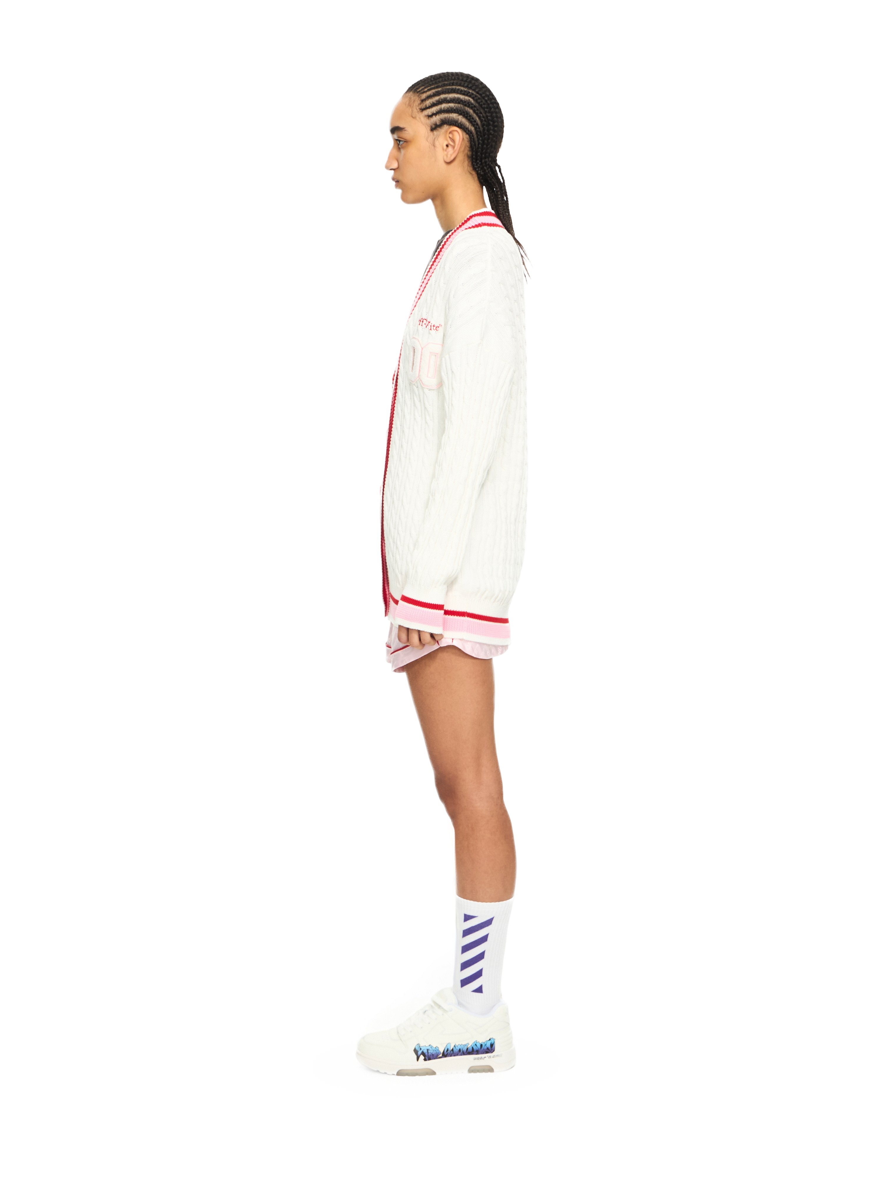  Off White College Patch Cable Knit Cardigan - Female Strickwaren White-haute Red S 