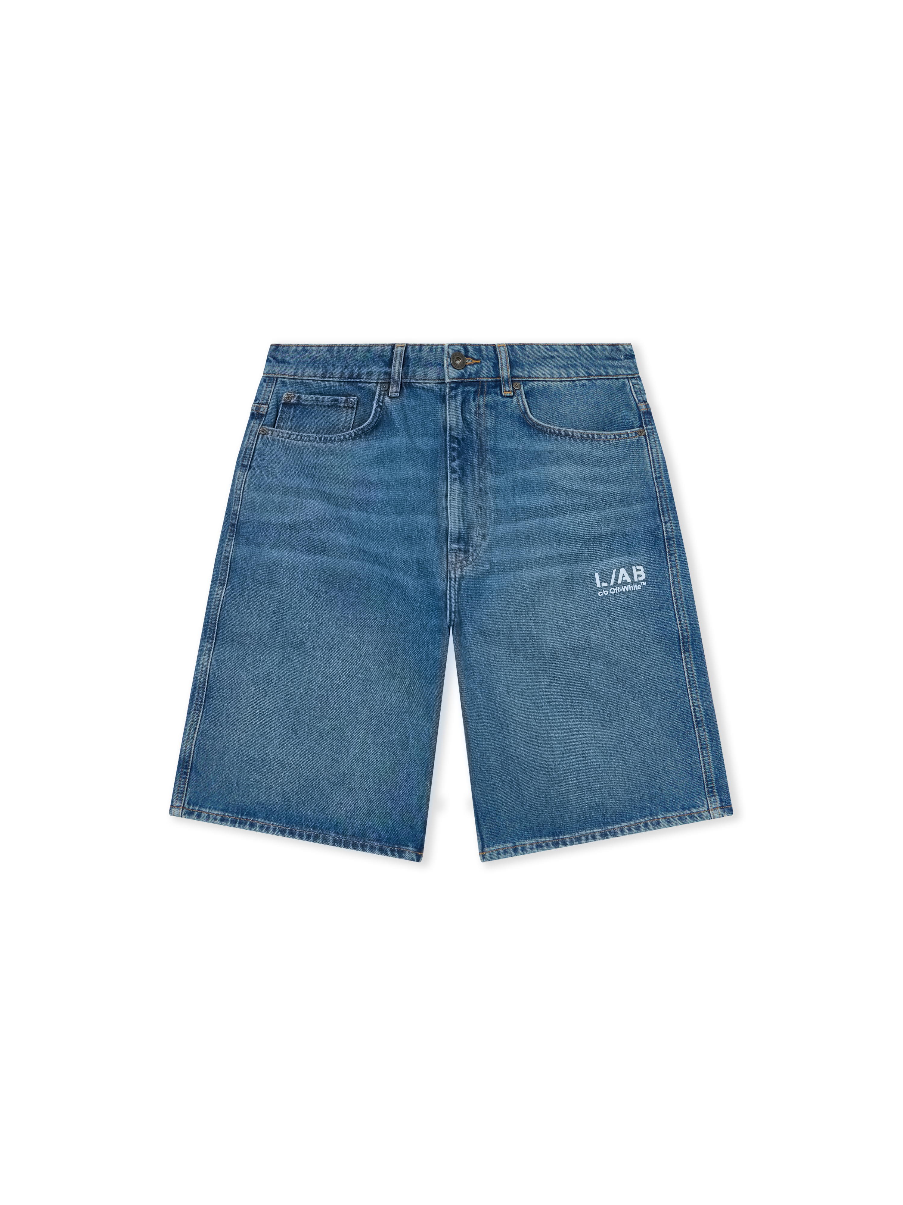 L/AB Diagonal Denim Shorts in STEEL INDIGO for Men | L/AB c/o Off