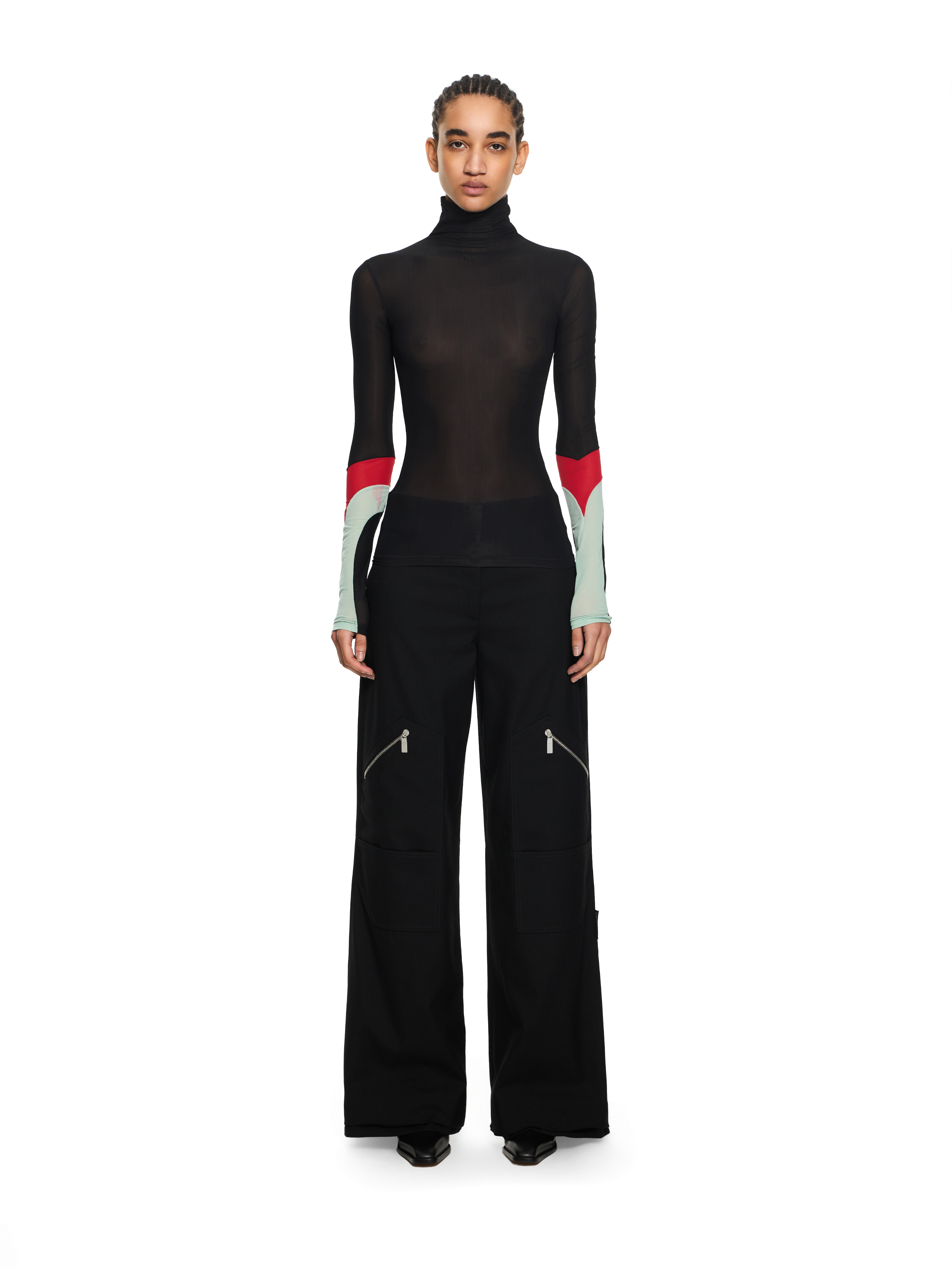 Off-white Black Turtleneck T-shirt With Red And Light Blue Details Off White In Multi