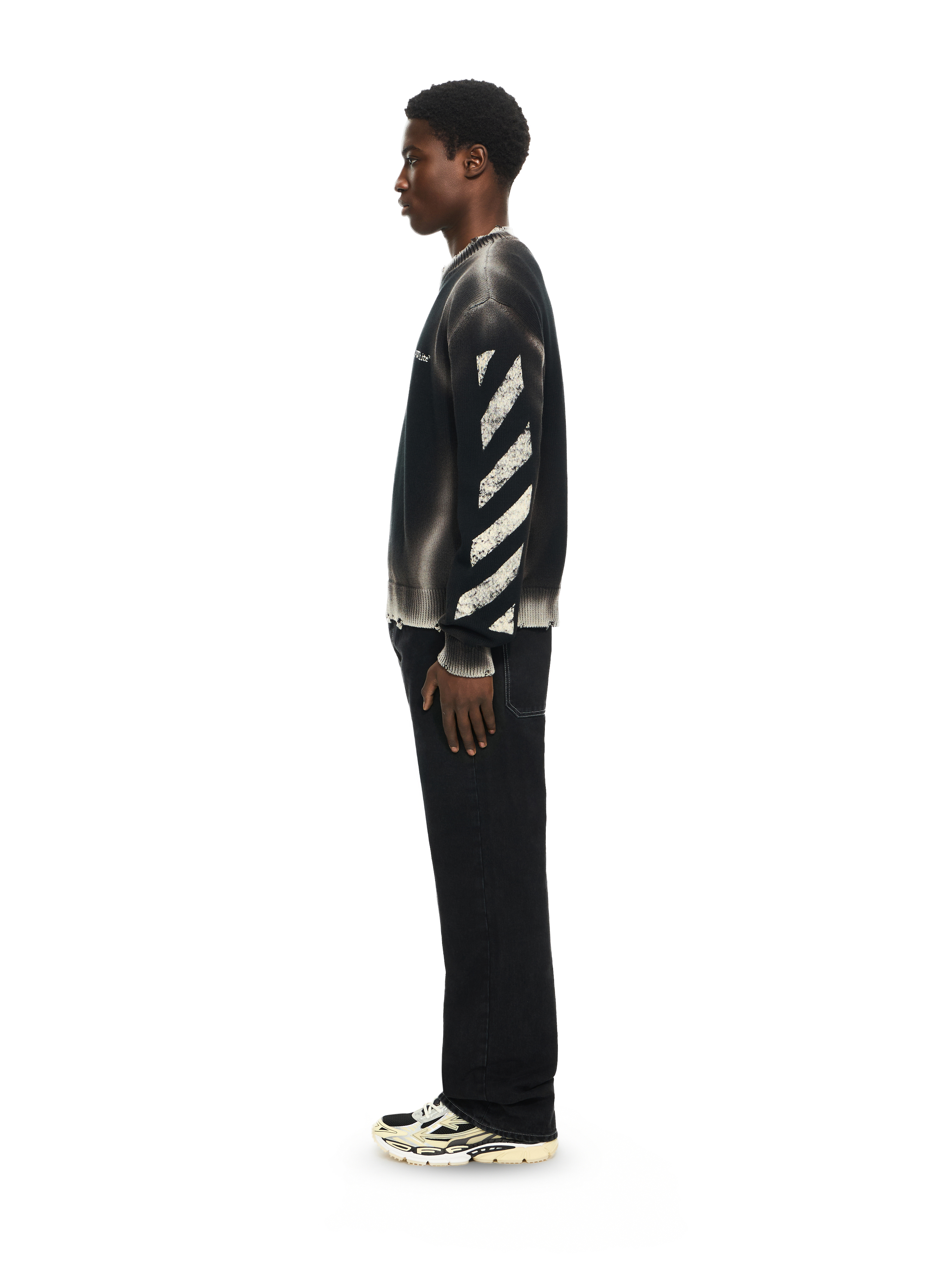  Off White Diag Corrosion Crewneck Sweater - Male Strickwaren Black Xl 